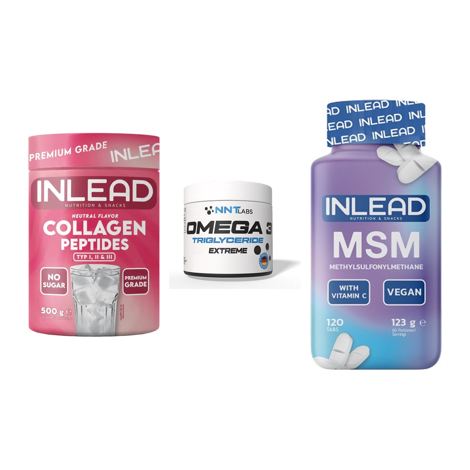 Gelenk-Set: INLEAD Collagen + NNT Omega 3 + INLEAD MSM – alle enthaltenen Artikel