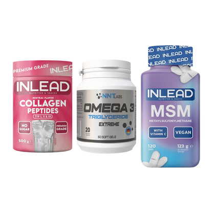 Gelenk-Set: INLEAD Collagen + NNT Omega 3 + INLEAD MSM – alle enthaltenen Artikel
