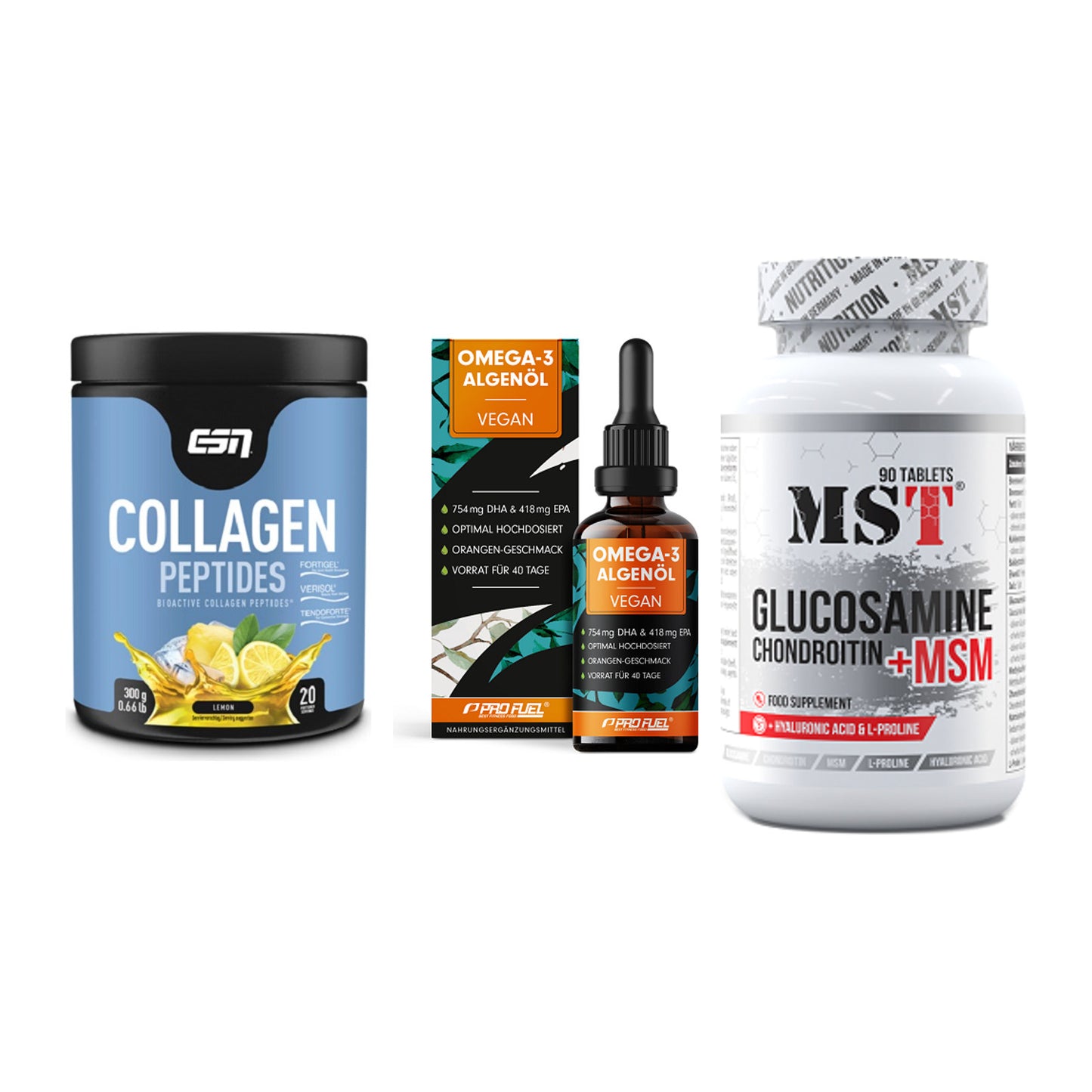 Gelenk-Set: ESN Collagen + ProFuel Omega 3 + MST Glucosamine – alle enthaltenen Artikel