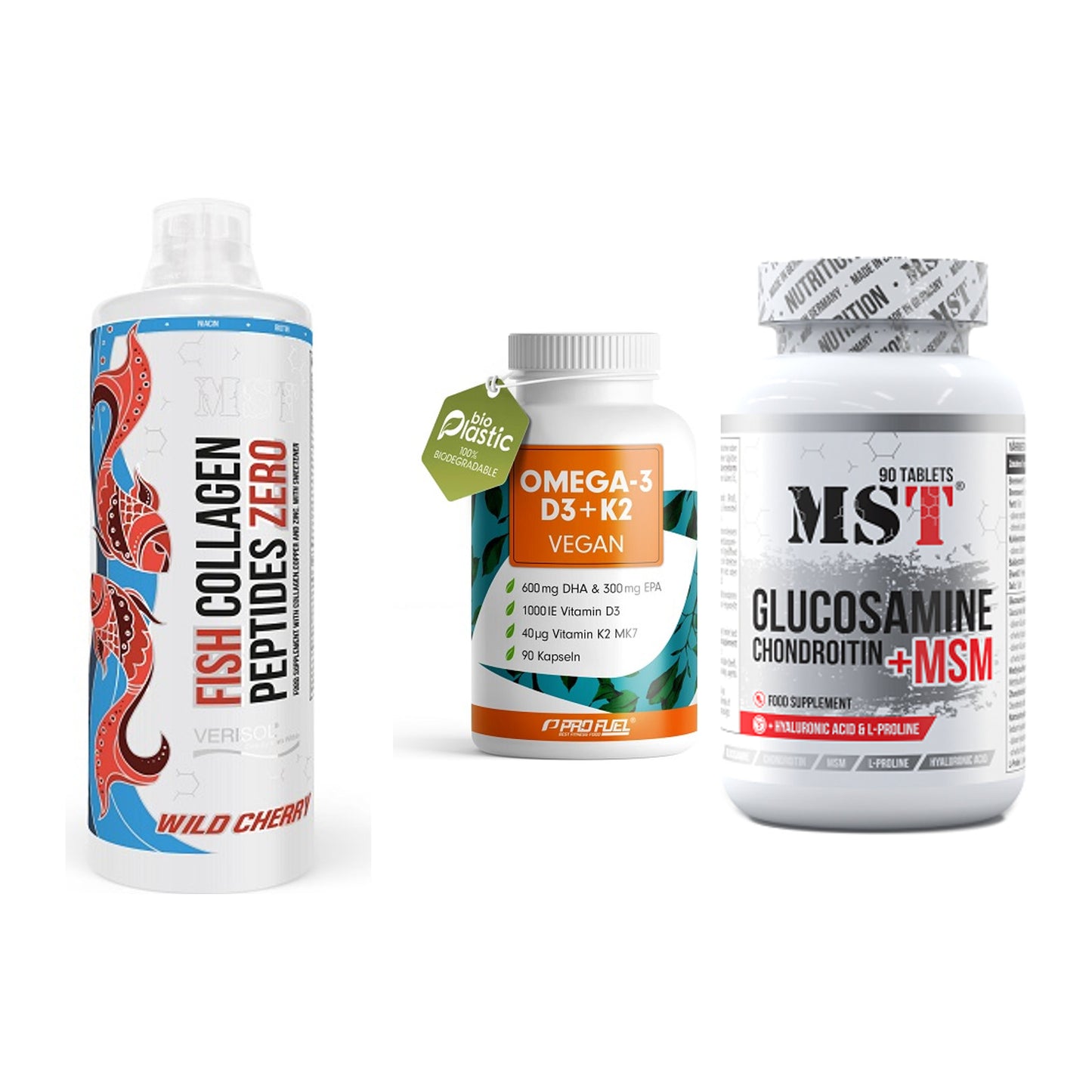 Gelenk-Set: MST Fish Collagen + ProFuel Omega 3 + MST Glucosamine – alle enthaltenen Artikel