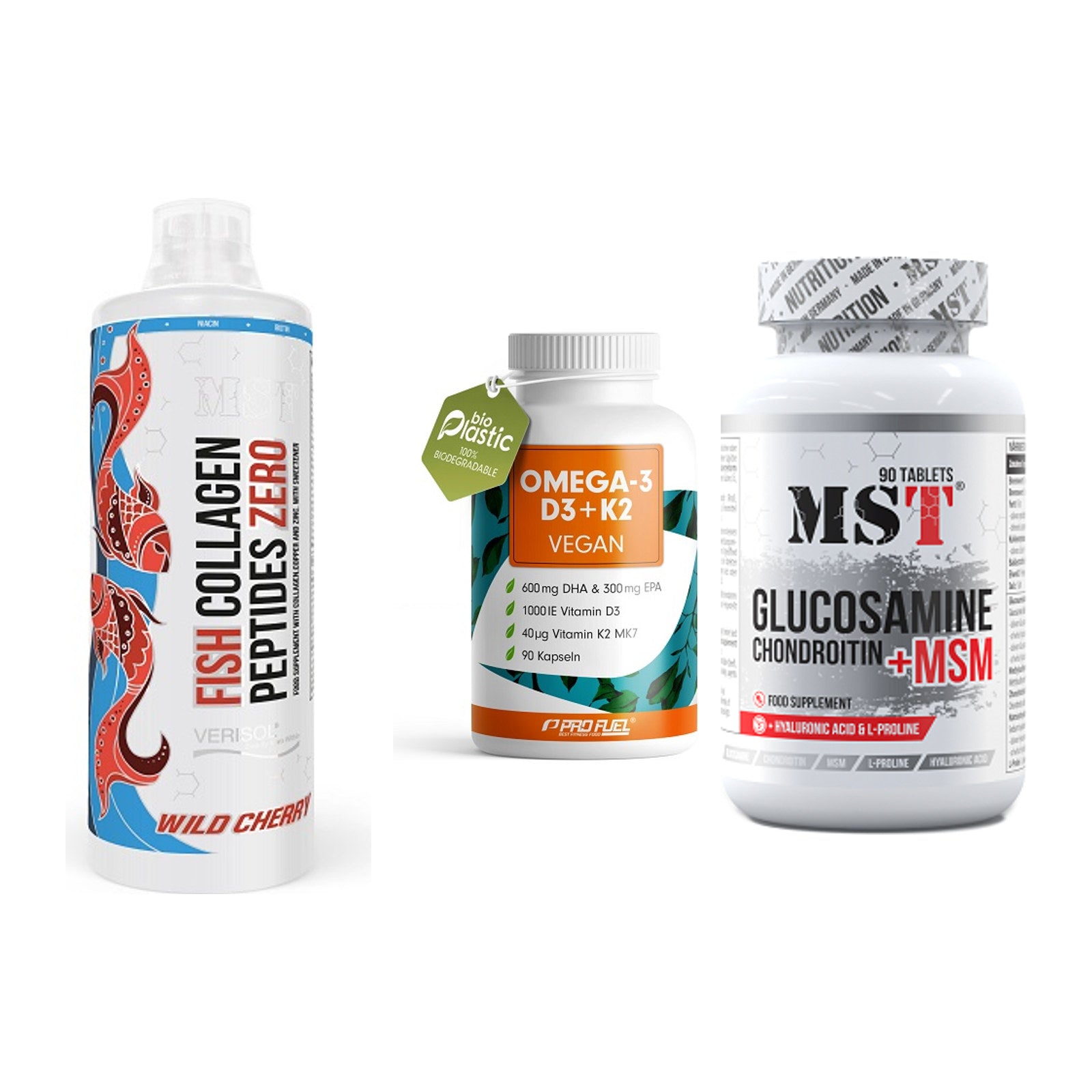 Gelenk-Set: MST Fish Collagen + ProFuel Omega 3 + MST Glucosamine – alle enthaltenen Artikel