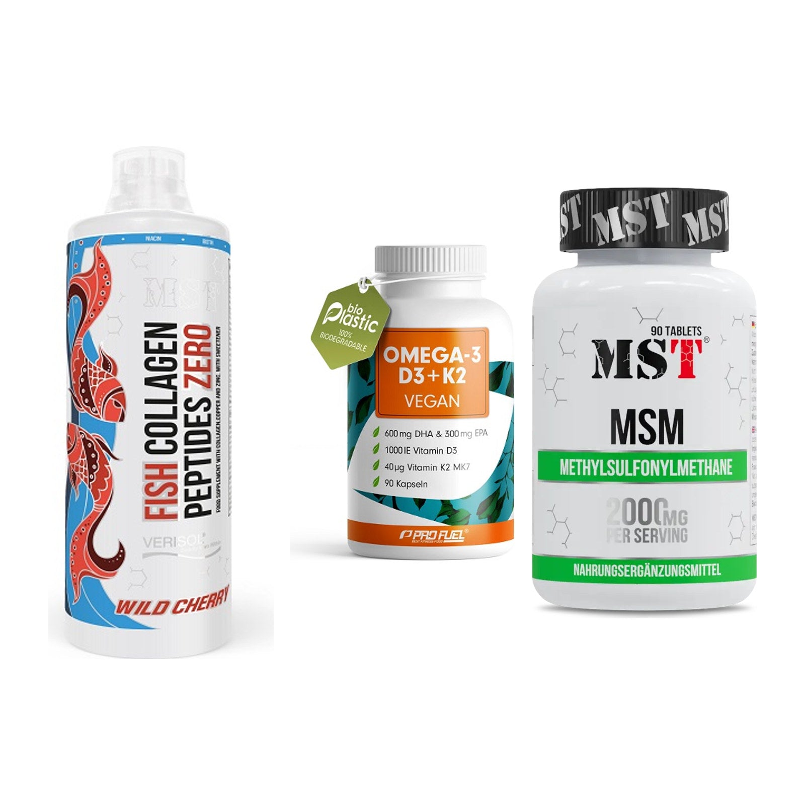 Gelenk-Set: MST Fish Collagen + ProFuel Omega 3 + MST MSM 2000 / – alle enthaltenen Artikel