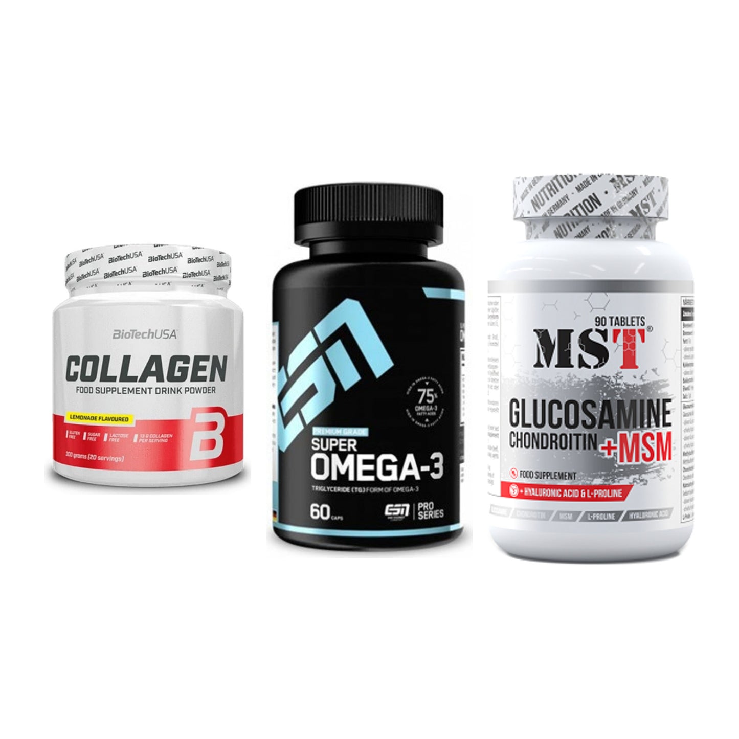 Gelenk-Set: BioTech Collagen + ESN Omega 3 + MST Glucosamine – alle enthaltenen Artikel