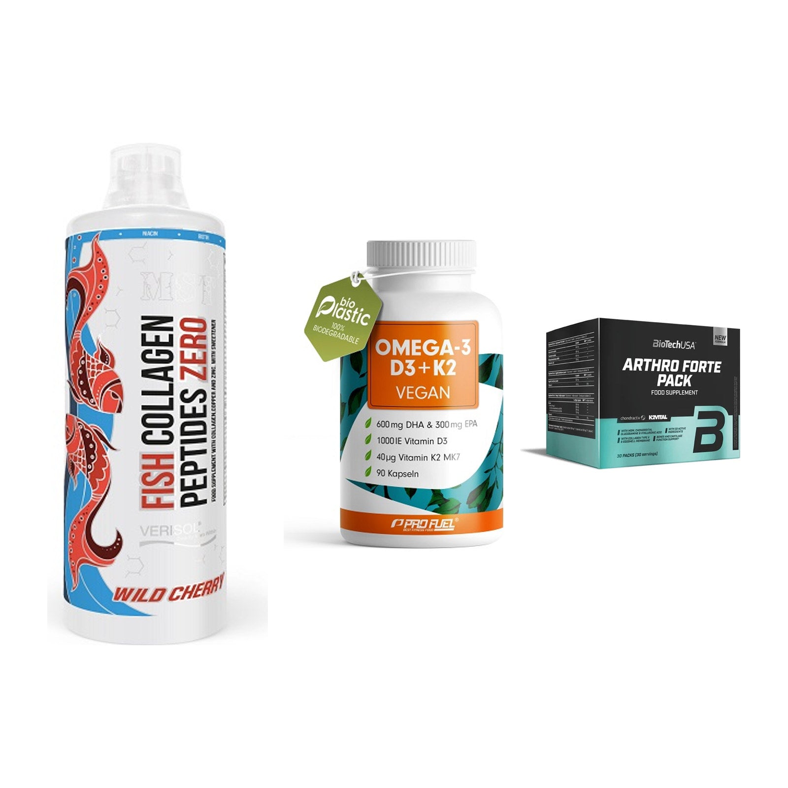 Gelenk-Set: MST Fish Collagen + ProFuel Omega 3 + BioTech Arthro – alle enthaltenen Artikel