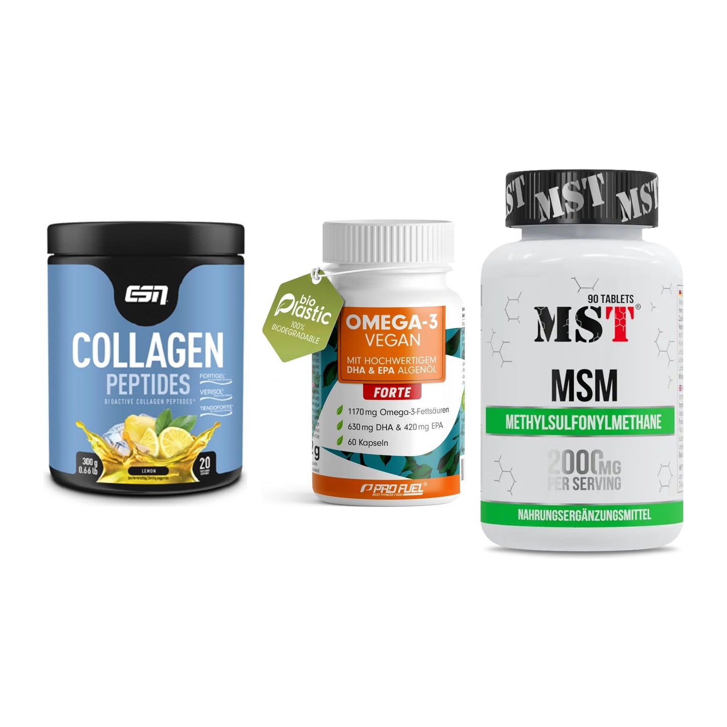 Gelenk-Set: ESN Collagen + ProFuel Omega 3 + MST MSM 2000 / – alle enthaltenen Artikel