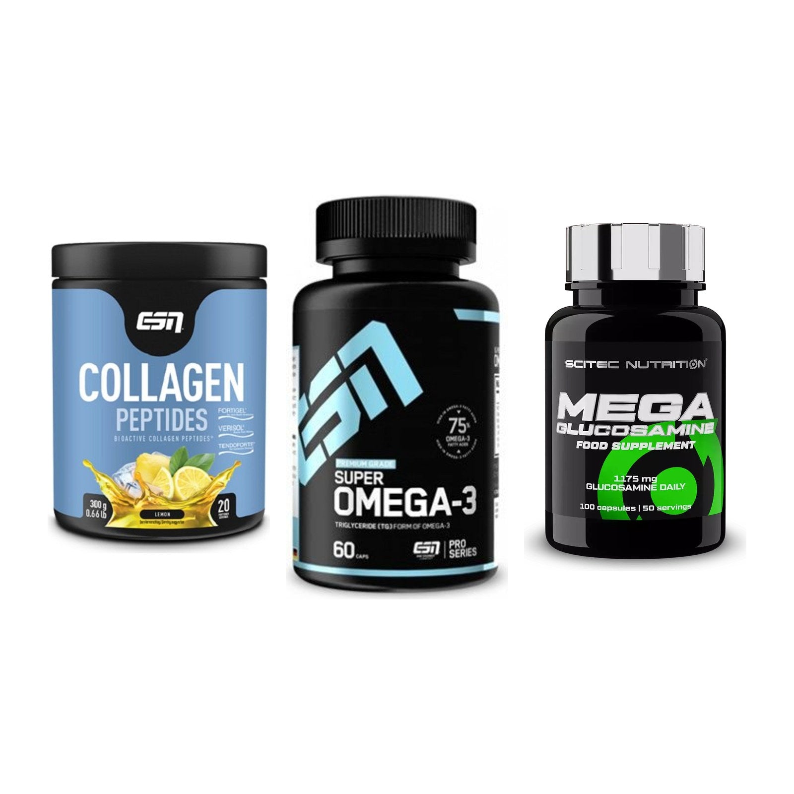 Gelenk-Set: ESN Collagen + ESN Omega 3 + Scitec Mega – alle enthaltenen Artikel