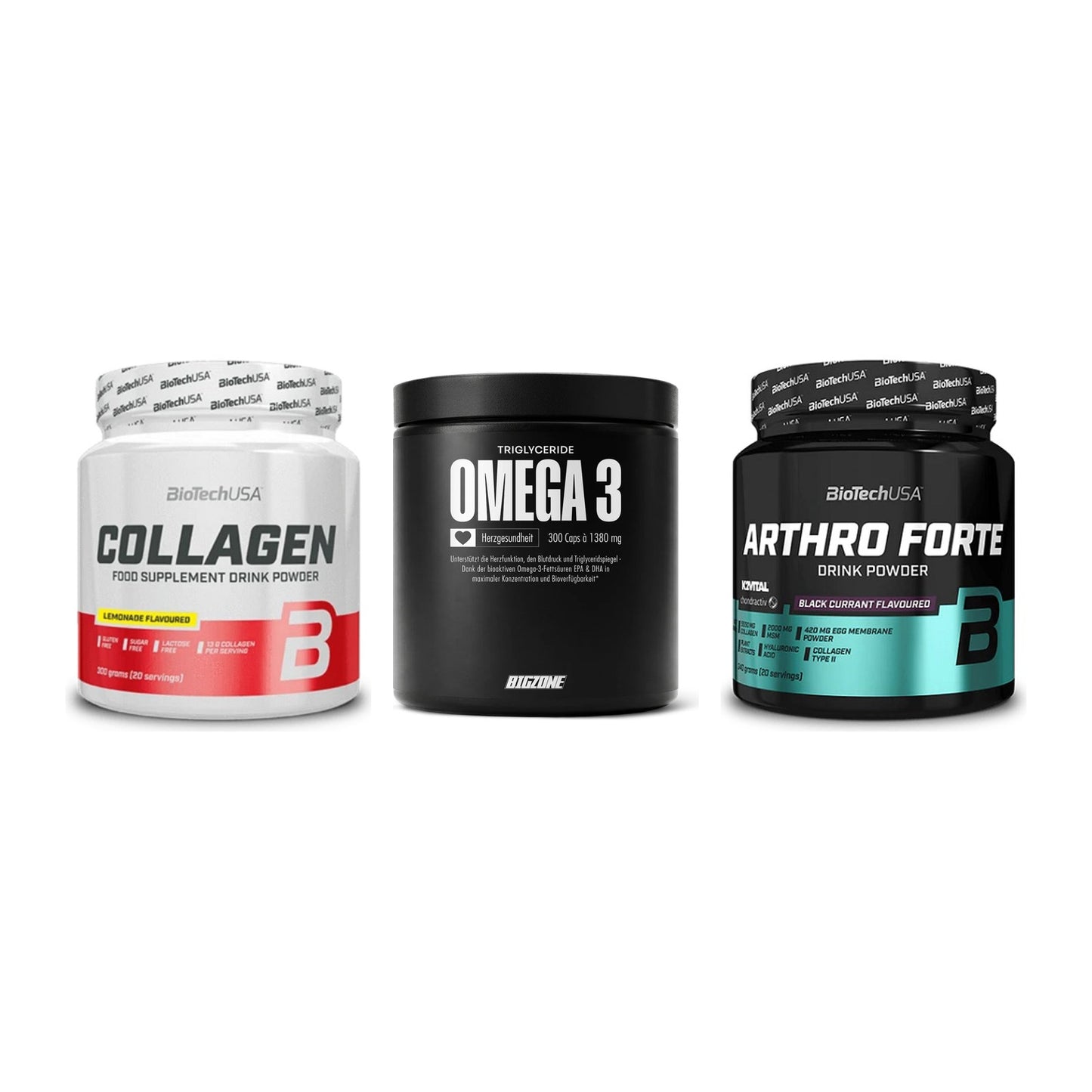 Gelenk-Set: BioTech Collagen + Big Zone Omega 3 + BioTech Arthro – alle enthaltenen Artikel