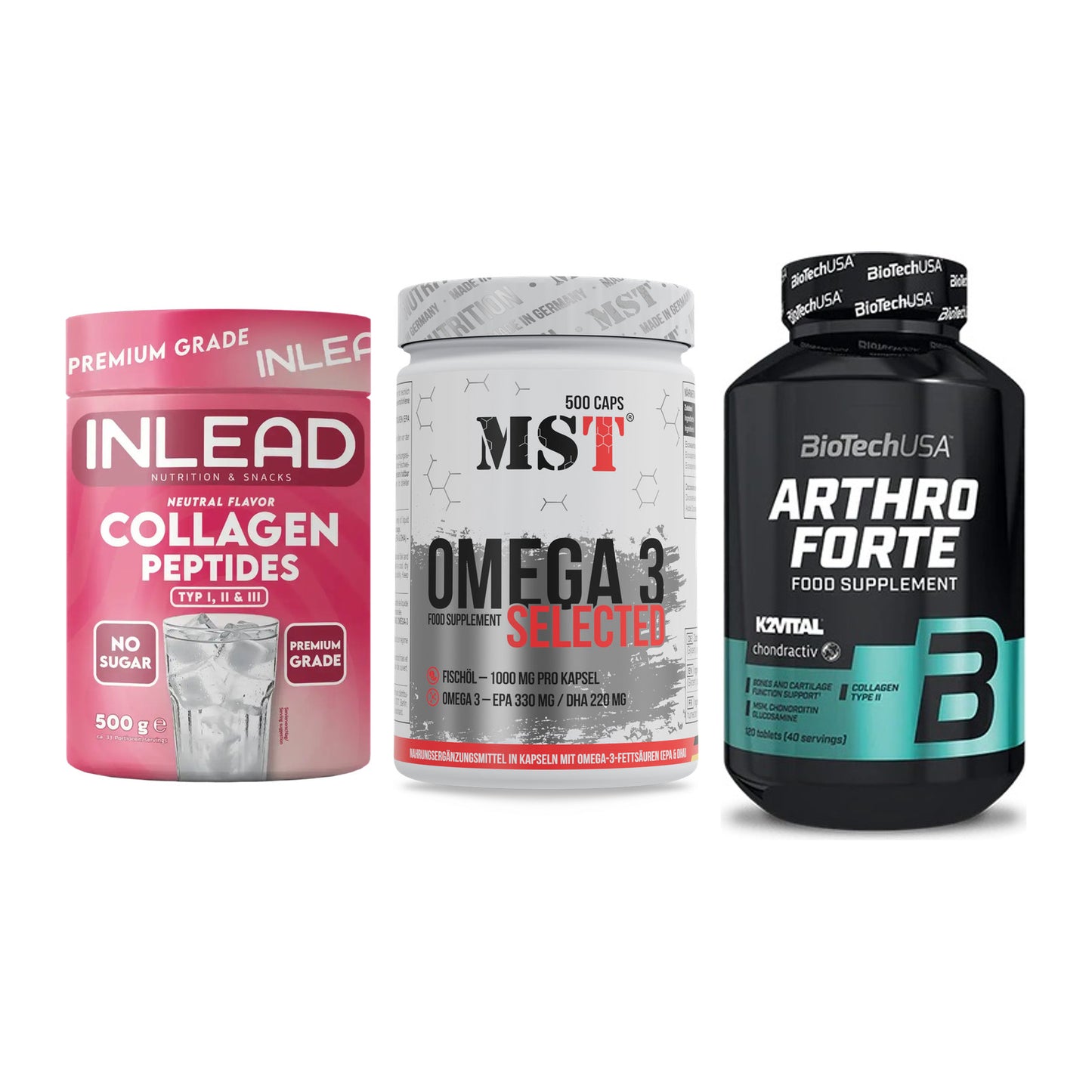 Gelenk-Set: INLEAD Collagen + MST Omega 3 + BioTech Arthro – alle enthaltenen Artikel