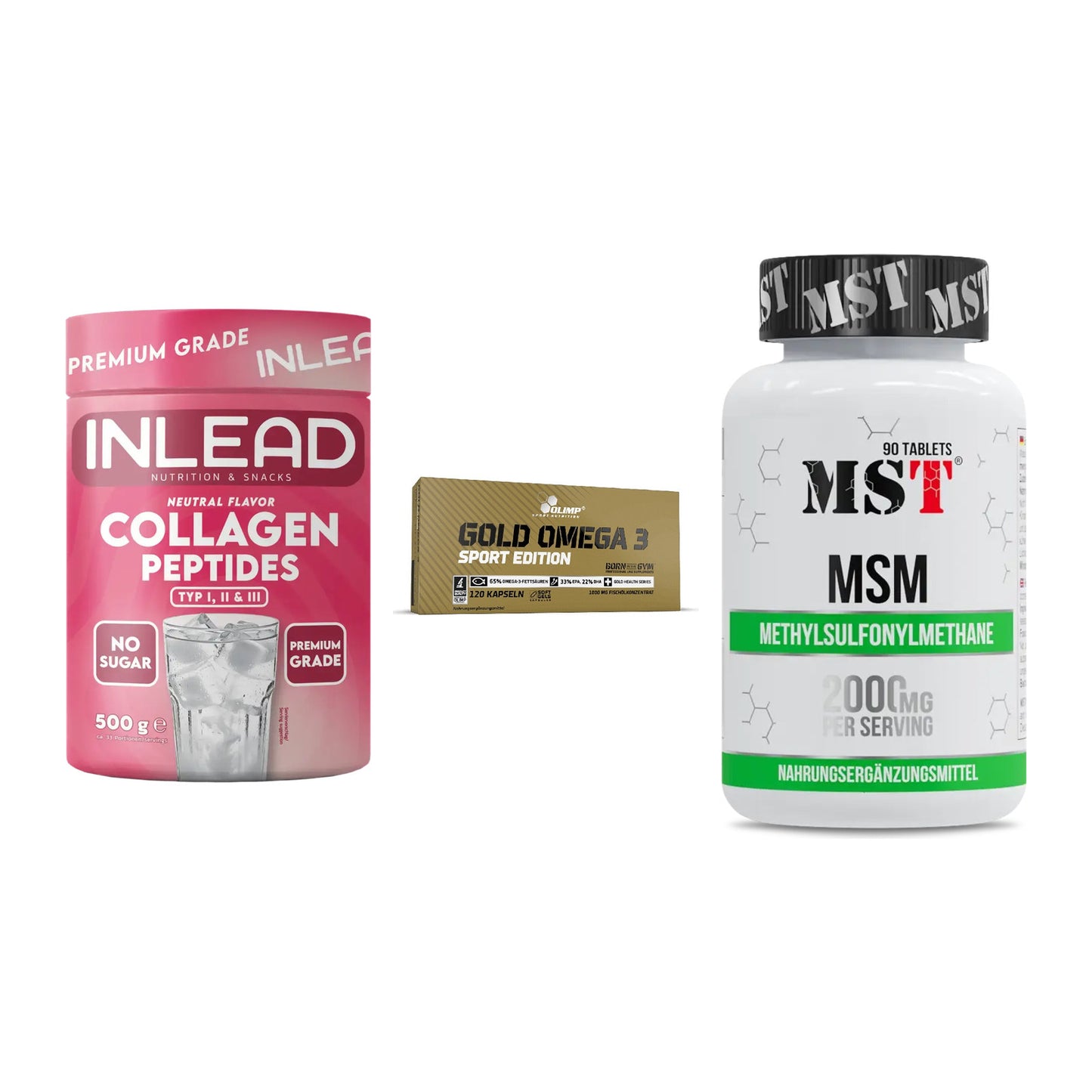 Gelenk-Set: INLEAD Collagen + Olimp Omega 3 + MST MSM 2000 / – alle enthaltenen Artikel
