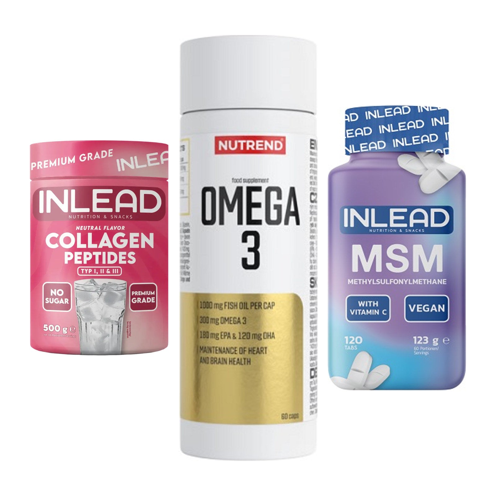 Gelenk-Set: INLEAD Collagen + Nutrend Omega 3 + INLEAD MSM – alle enthaltenen Artikel