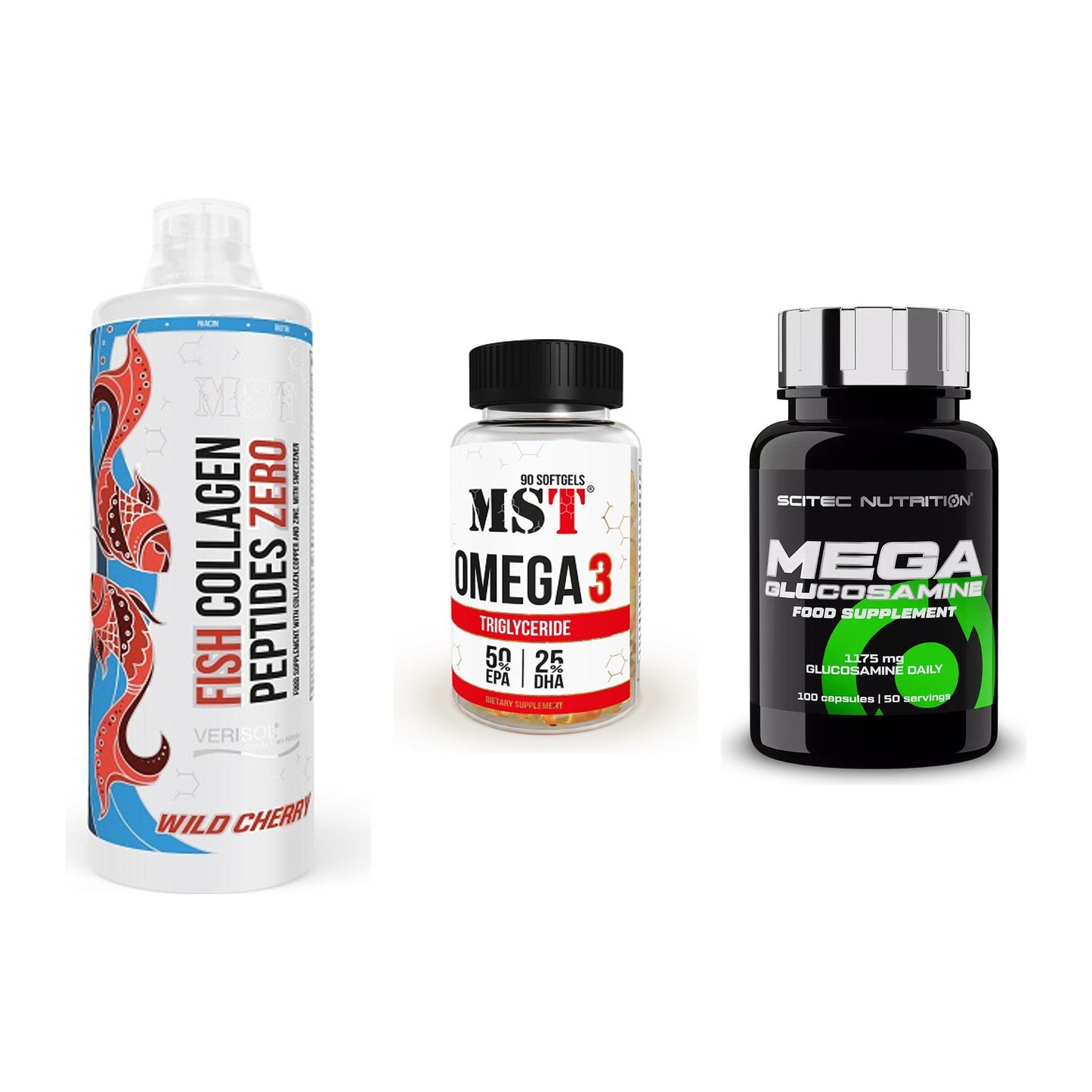 Gelenk-Set: MST Fish Collagen + MST Omega 3 + Scitec Mega – alle enthaltenen Artikel