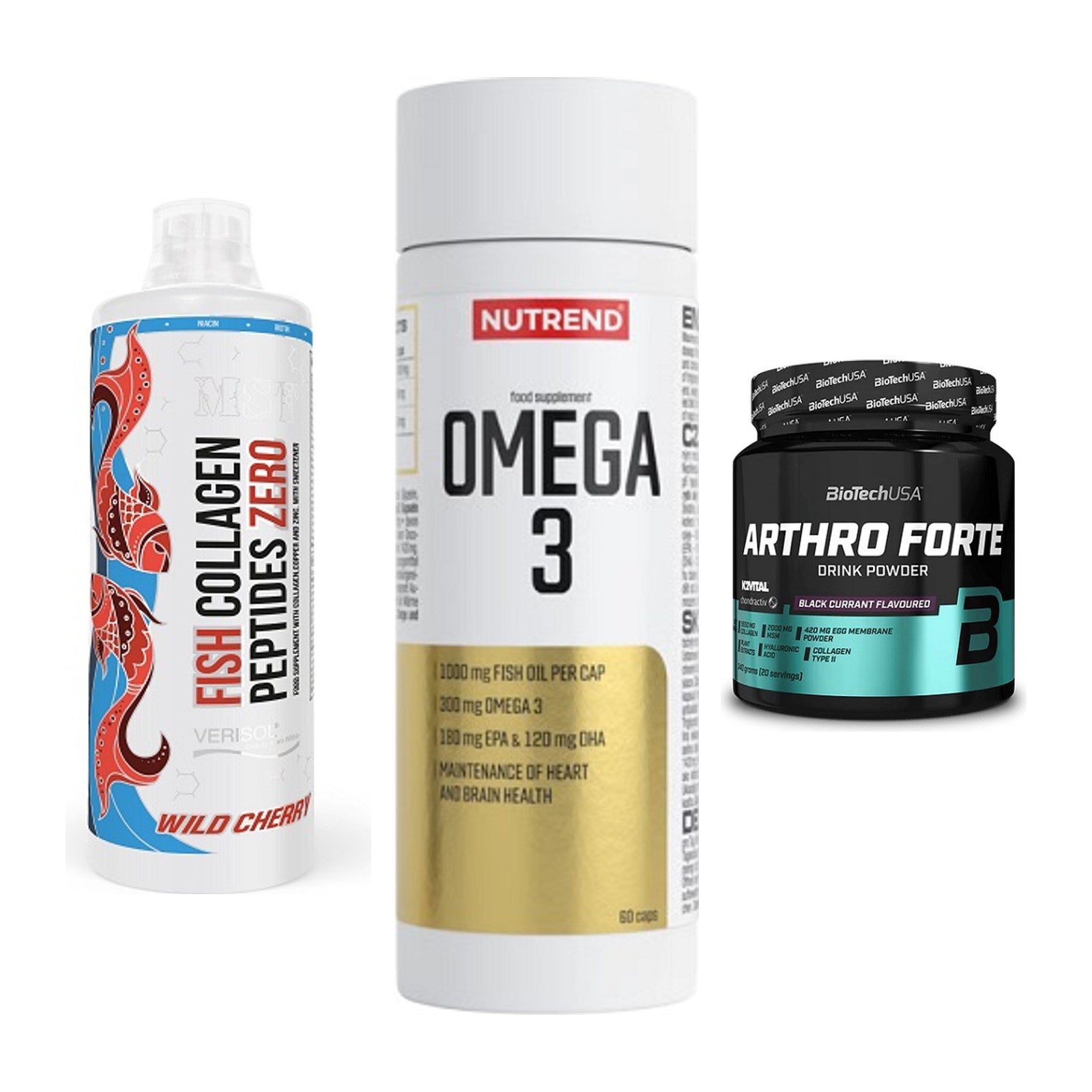 Gelenk-Set: MST Fish Collagen + Nutrend Omega 3 + BioTech Arthro – alle enthaltenen Artikel