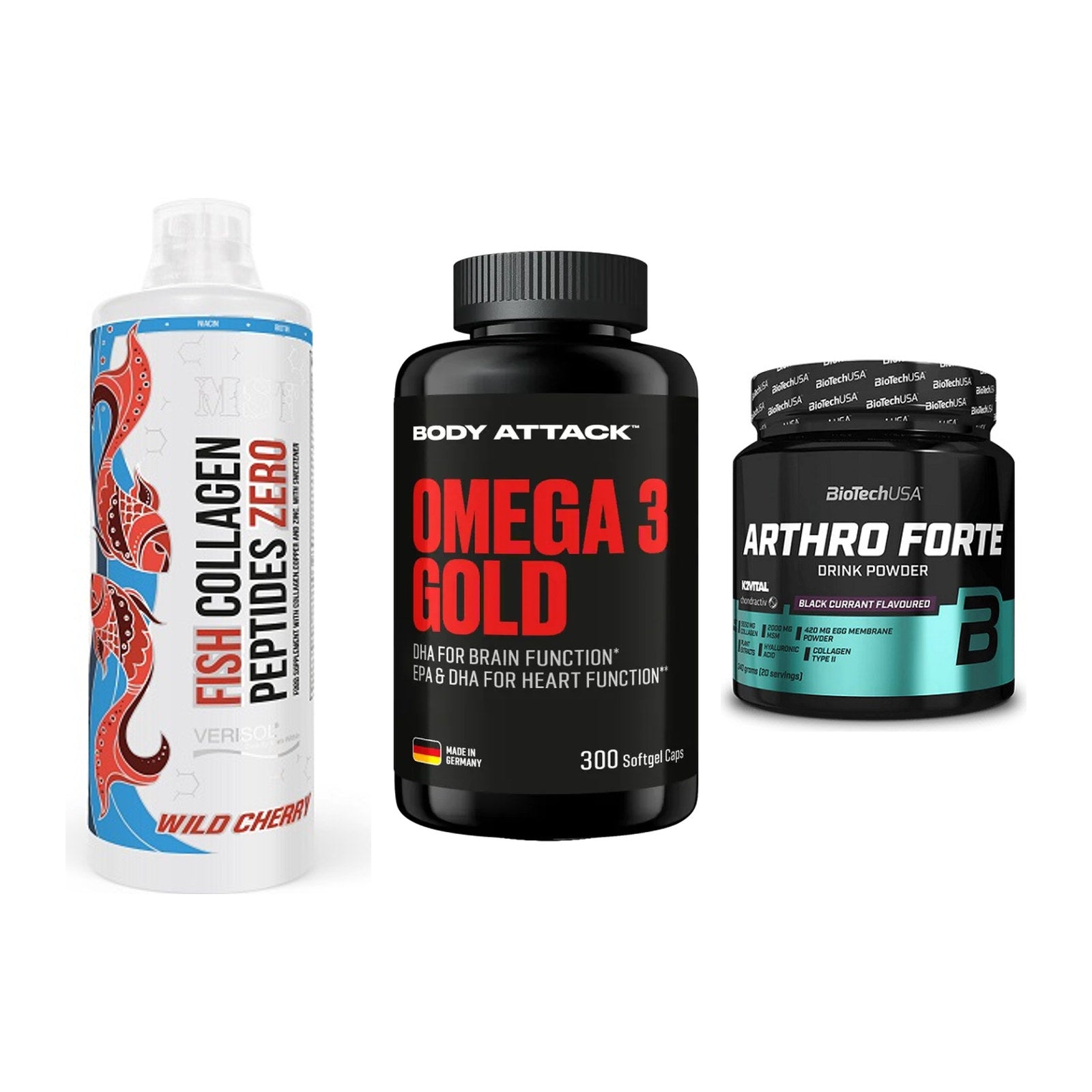 Gelenk-Set: MST Fish Collagen + Body Attack Omega + BioTech Arthro – alle enthaltenen Artikel