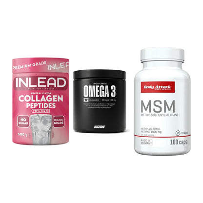 Gelenk-Set: INLEAD Collagen + Big Zone Omega 3 + Body Attack MSM – alle enthaltenen Artikel