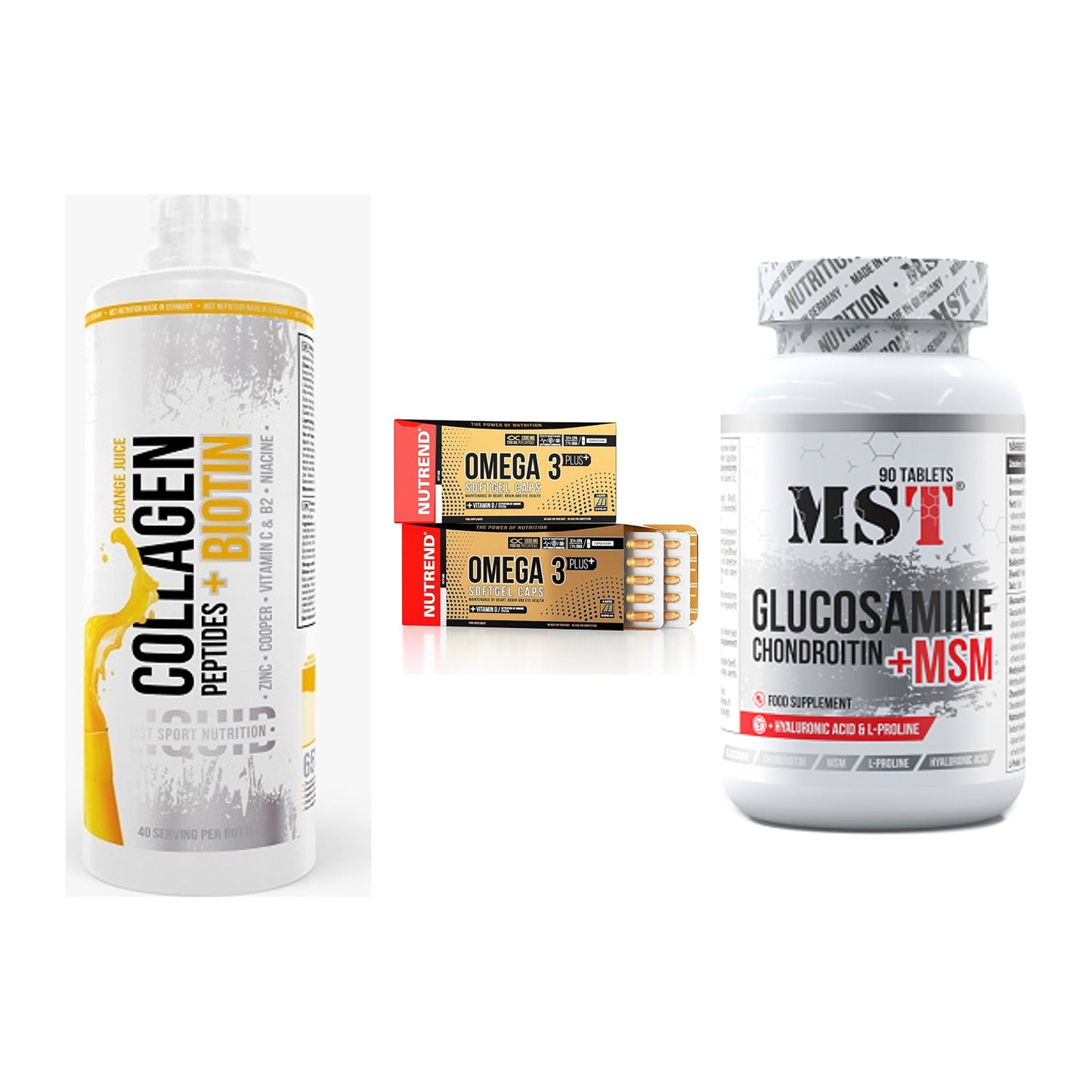 Gelenk-Set: MST Collagen + Nutrend Omega 3 + MST Glucosamine – alle enthaltenen Artikel