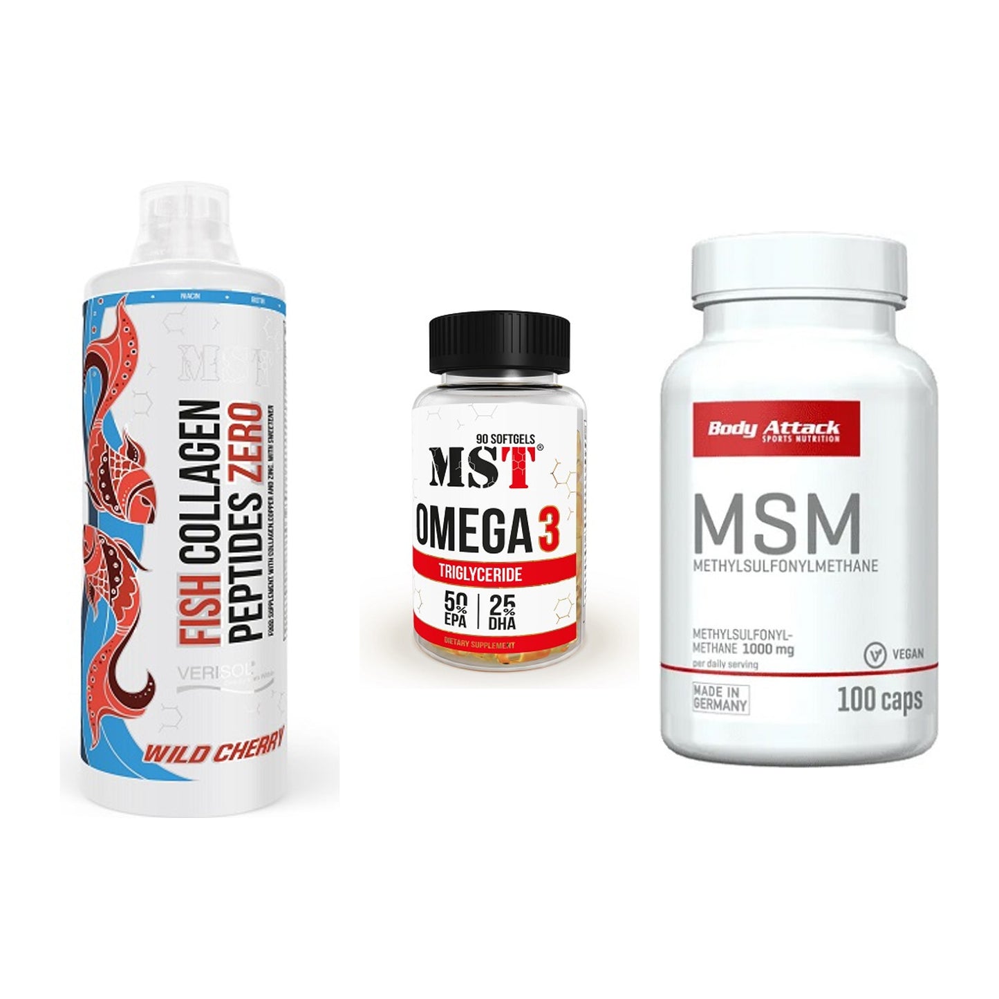Gelenk-Set: MST Fish Collagen + MST Omega 3 + Body Attack MSM – alle enthaltenen Artikel
