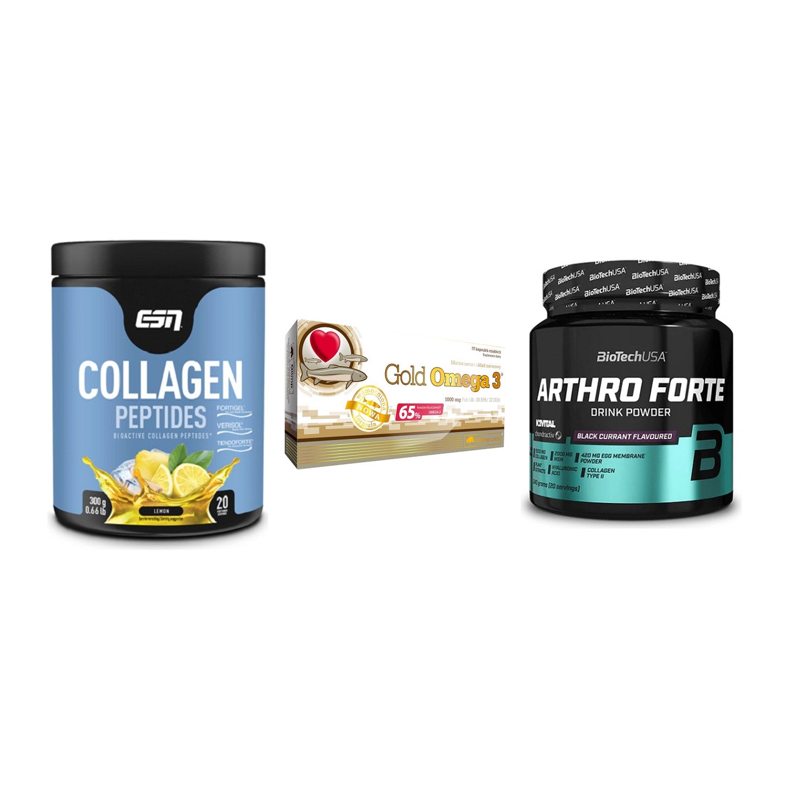 Gelenk-Set: ESN Collagen + Olimp Omega 3 + BioTech Arthro – alle enthaltenen Artikel
