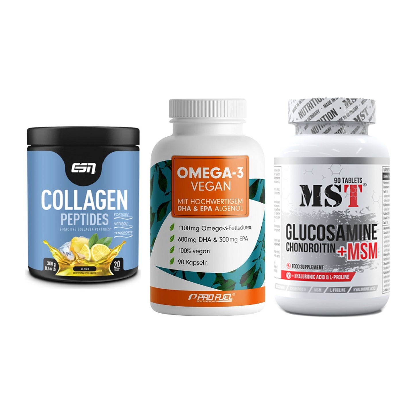 Gelenk-Set: ESN Collagen + ProFuel Omega 3 + MST Glucosamine – alle enthaltenen Artikel