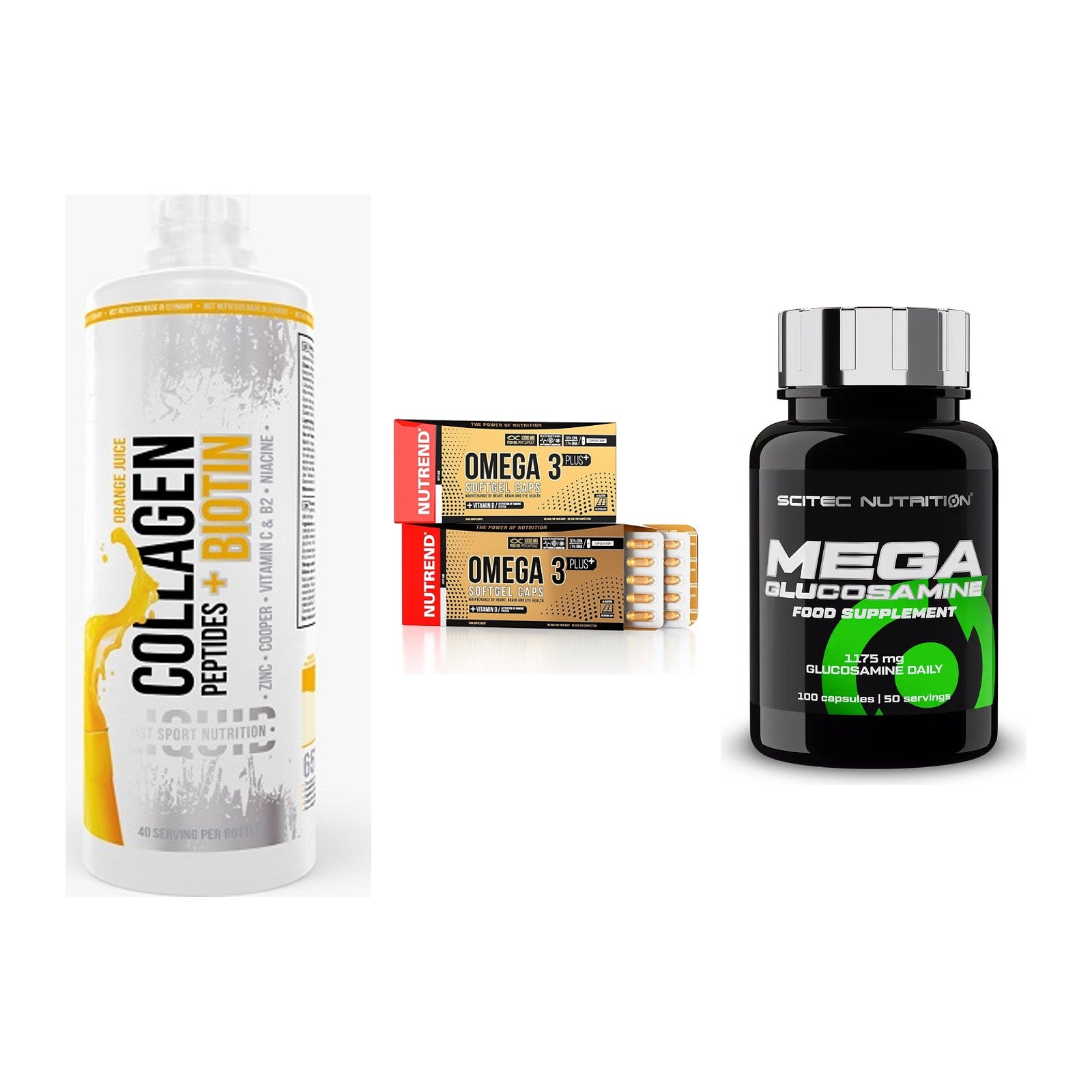 Gelenk-Set: MST Collagen + Nutrend Omega 3 + Scitec Mega – alle enthaltenen Artikel