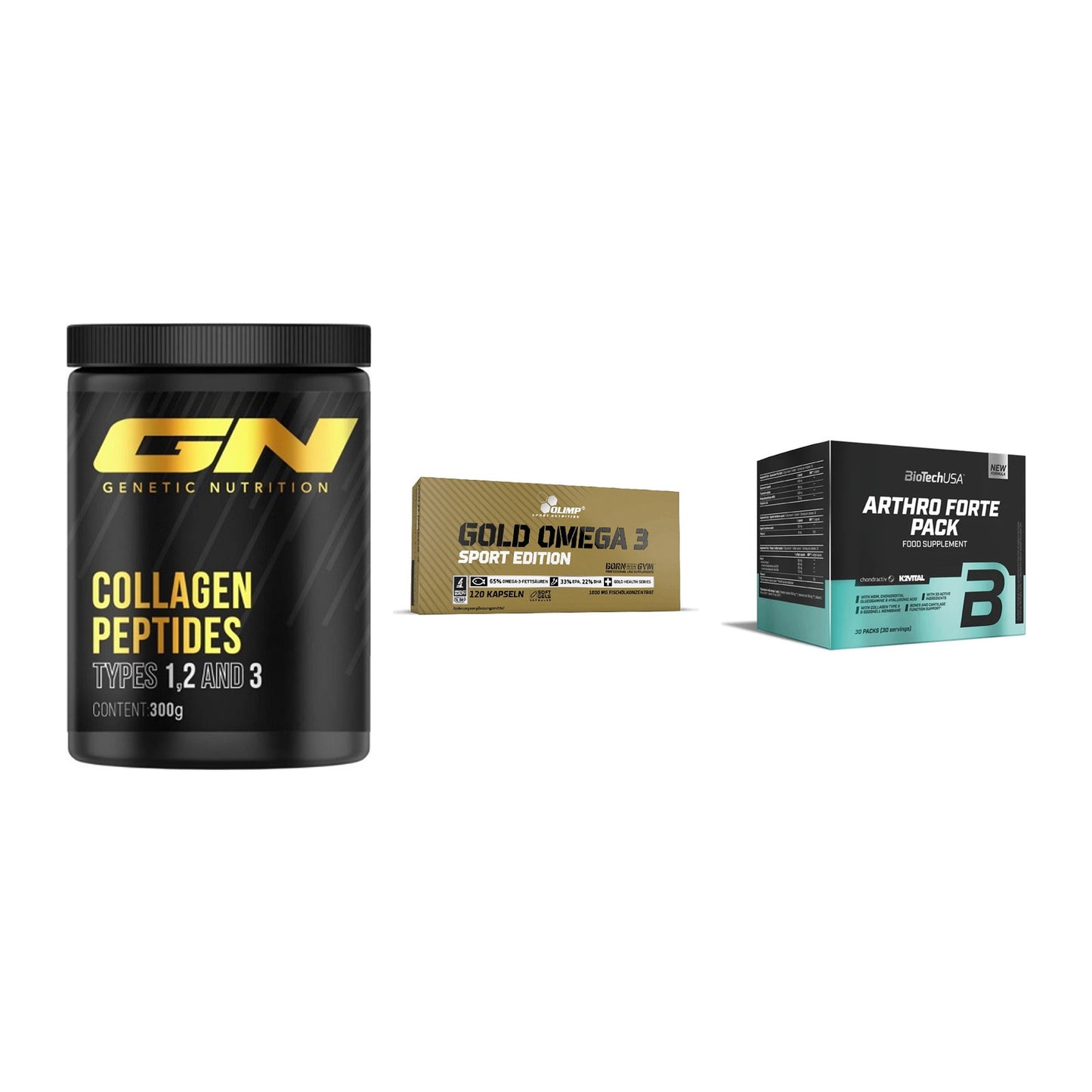Gelenk-Set: GN Peptan + Olimp Omega 3 + BioTech Arthro – alle enthaltenen Artikel