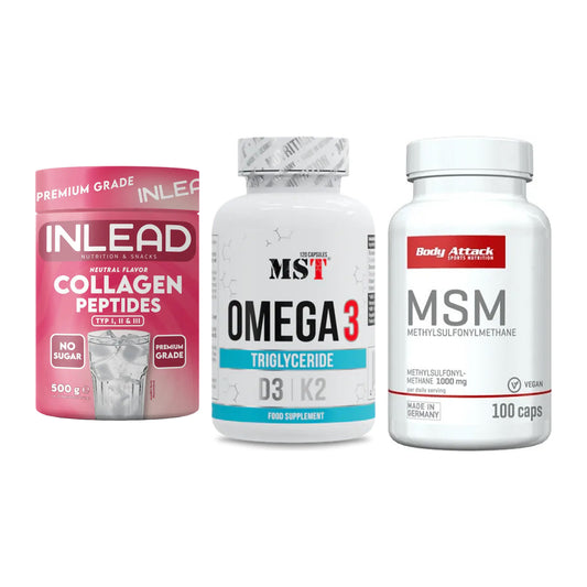 Gelenk-Set: INLEAD Collagen + MST Omega 3 500 + Body Attack MSM – alle enthaltenen Artikel