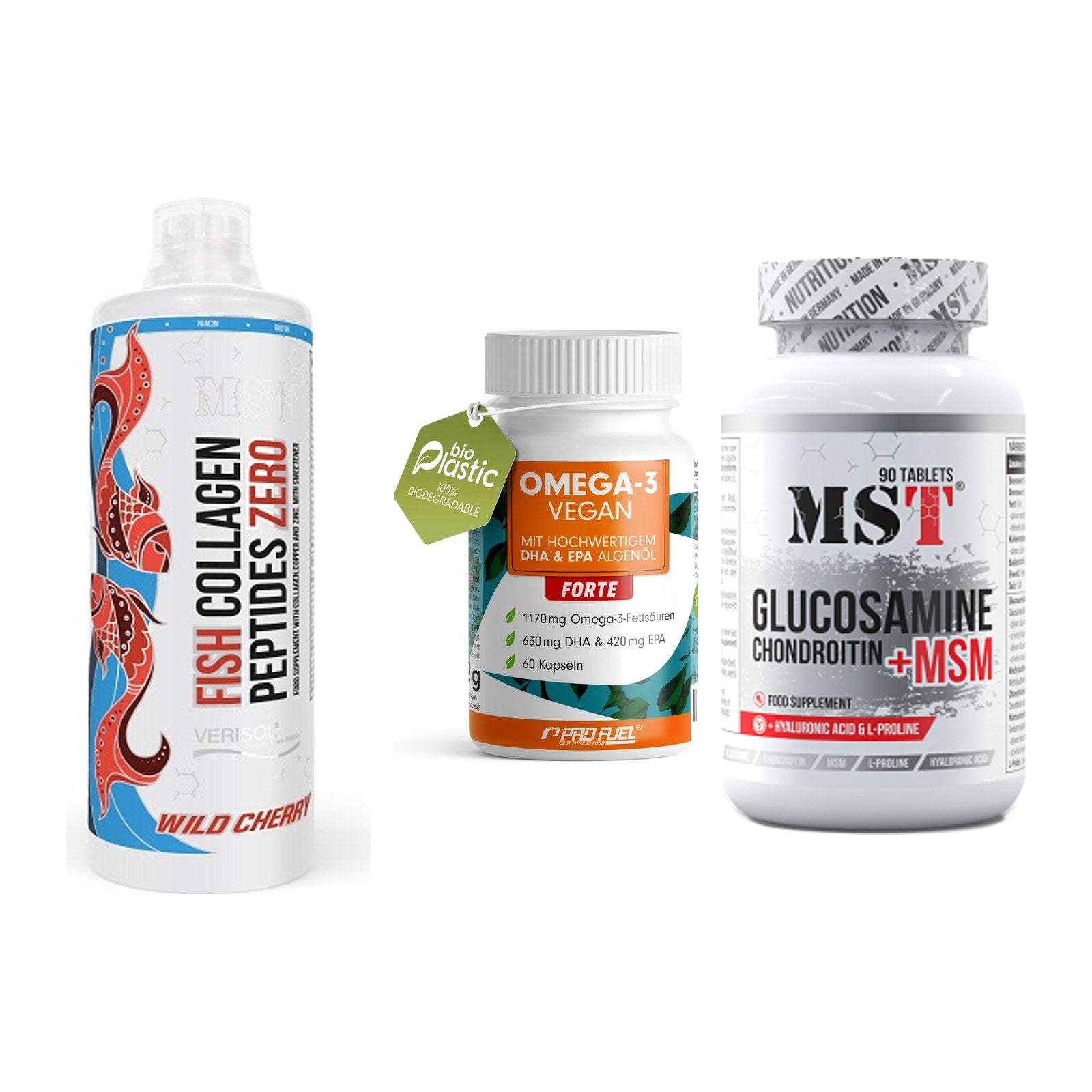 Gelenk-Set: MST Fish Collagen + ProFuel Omega 3 + MST Glucosamine – alle enthaltenen Artikel
