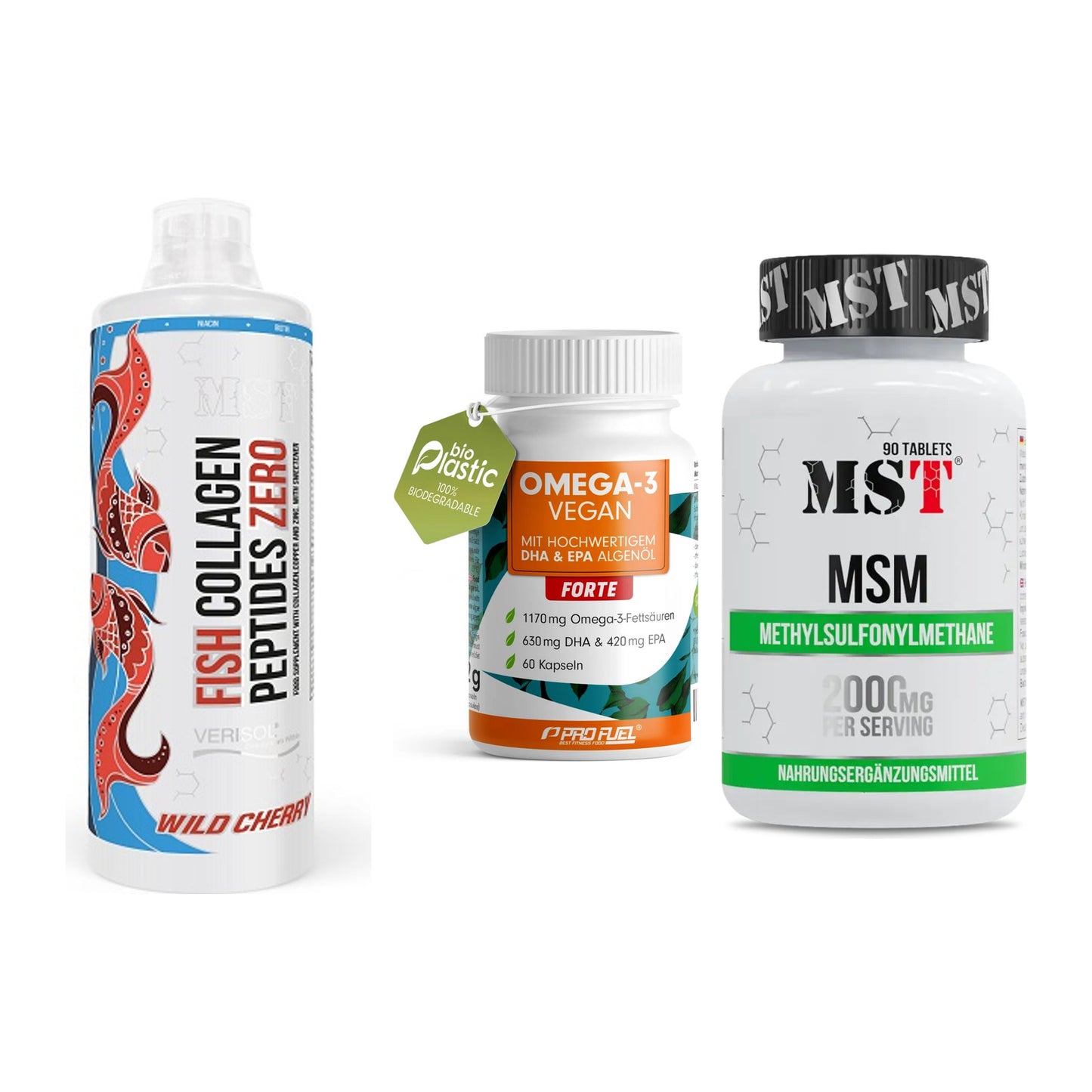 Gelenk-Set: MST Fish Collagen + ProFuel Omega 3 + MST MSM 2000 / – alle enthaltenen Artikel