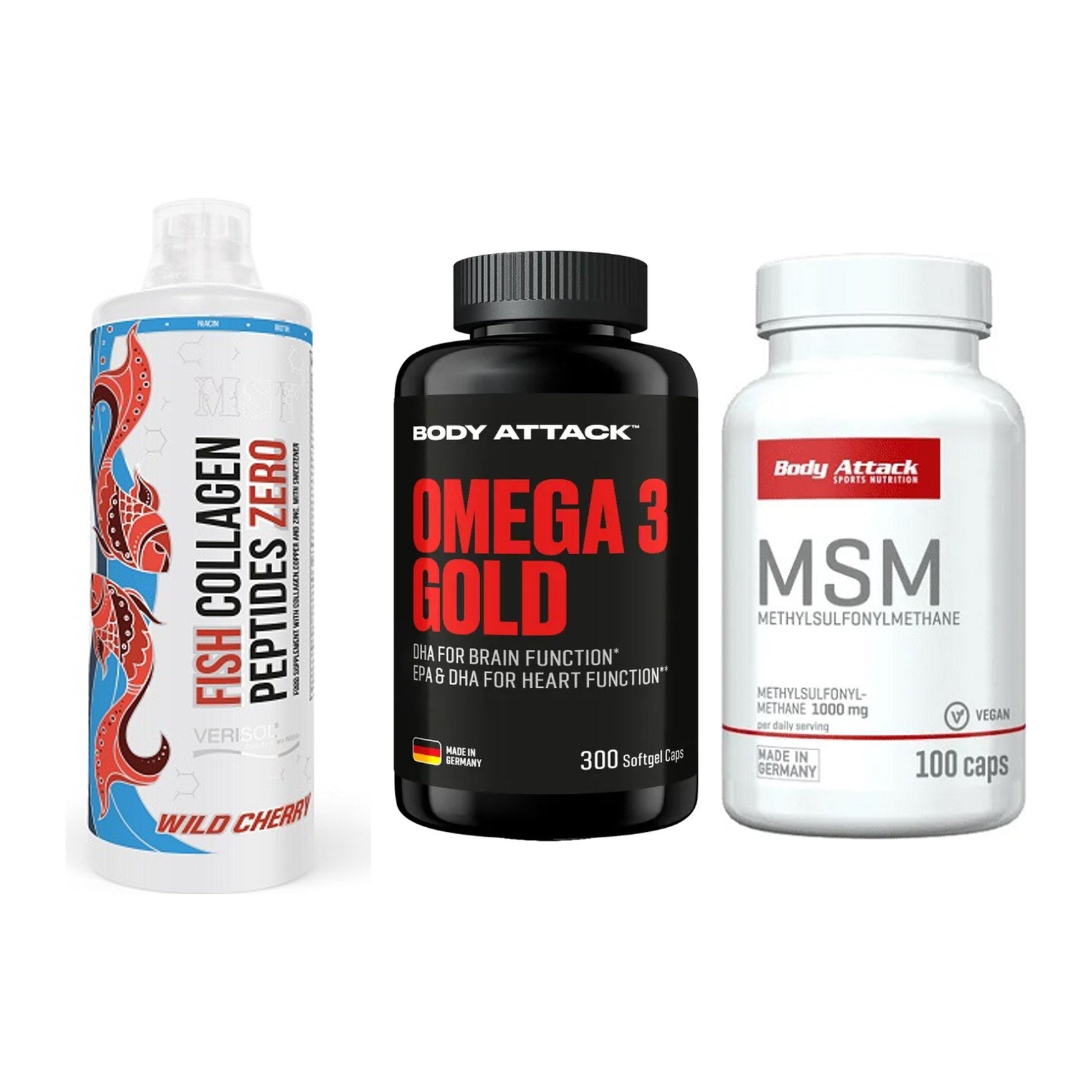 Gelenk-Set: MST Fish Collagen + Body Attack Omega + Body Attack MSM – alle enthaltenen Artikel