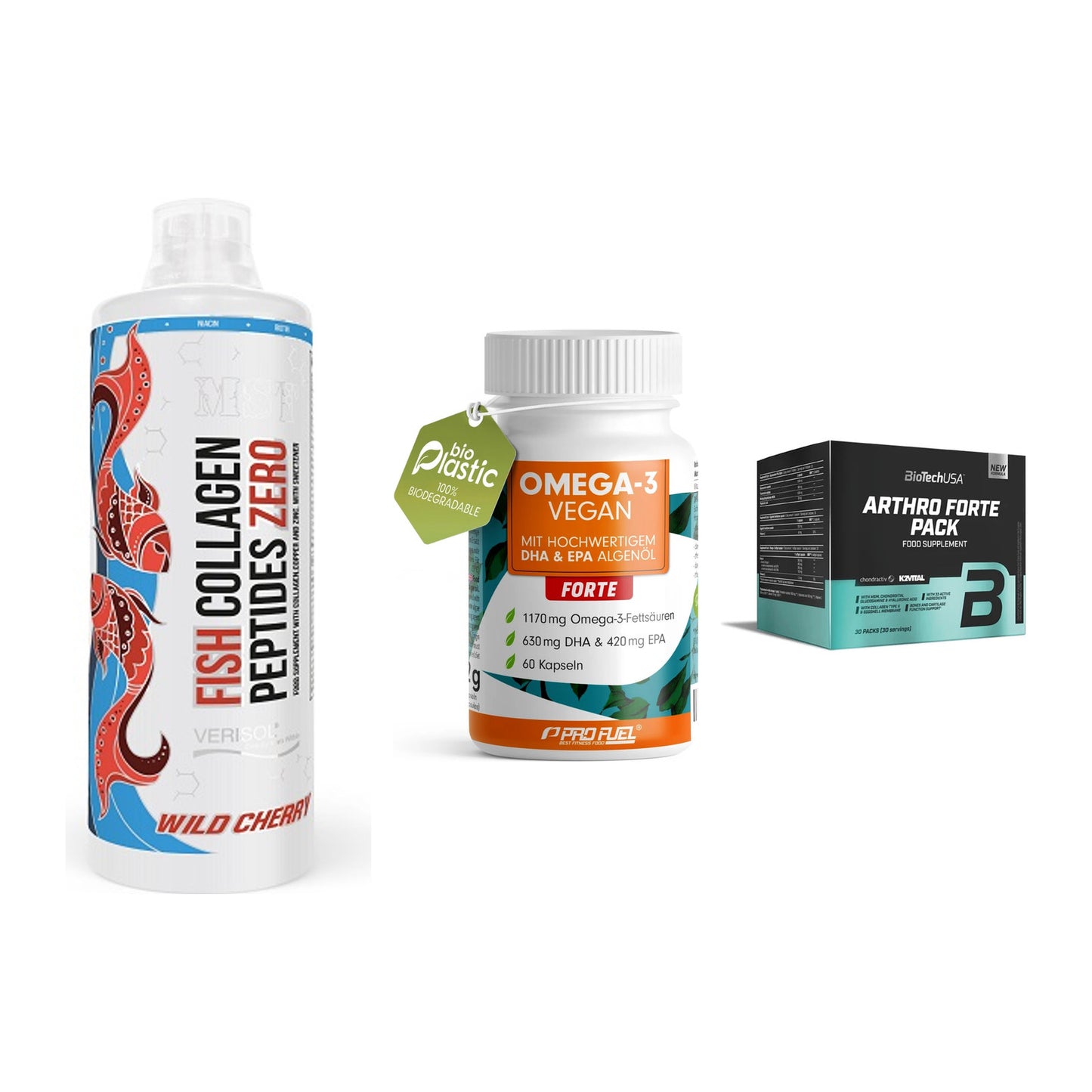 Gelenk-Set: MST Fish Collagen + ProFuel Omega 3 + BioTech Arthro – alle enthaltenen Artikel