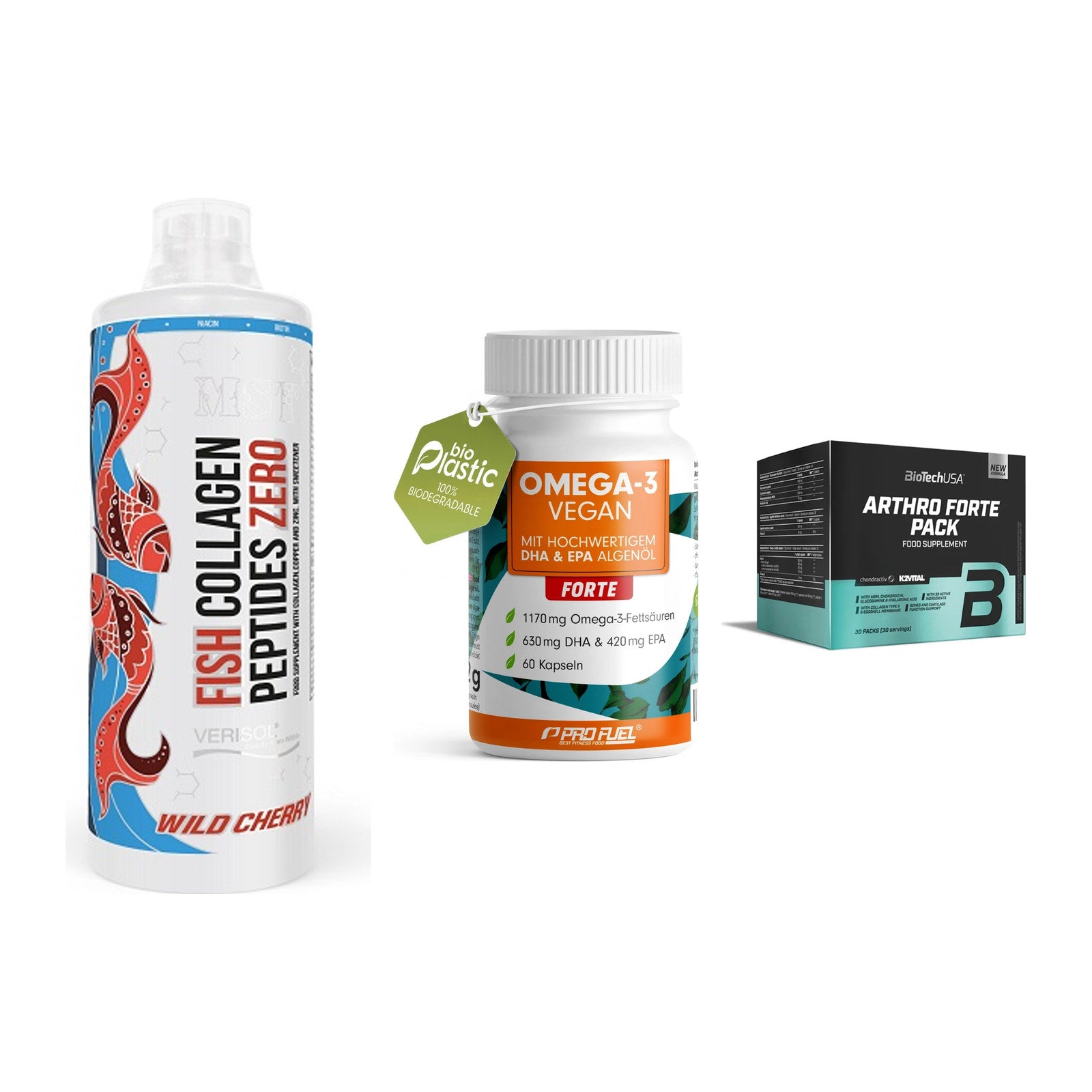 Gelenk-Set: MST Fish Collagen + ProFuel Omega 3 + BioTech Arthro – alle enthaltenen Artikel