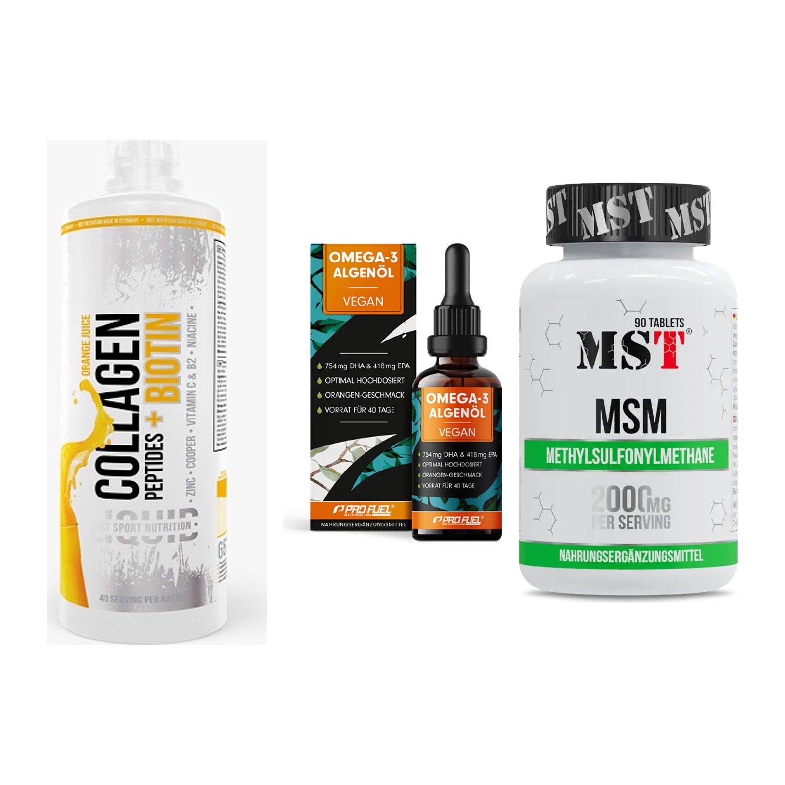 Gelenk-Set: MST Collagen + ProFuel Omega 3 + MST MSM 2000 / – alle enthaltenen Artikel