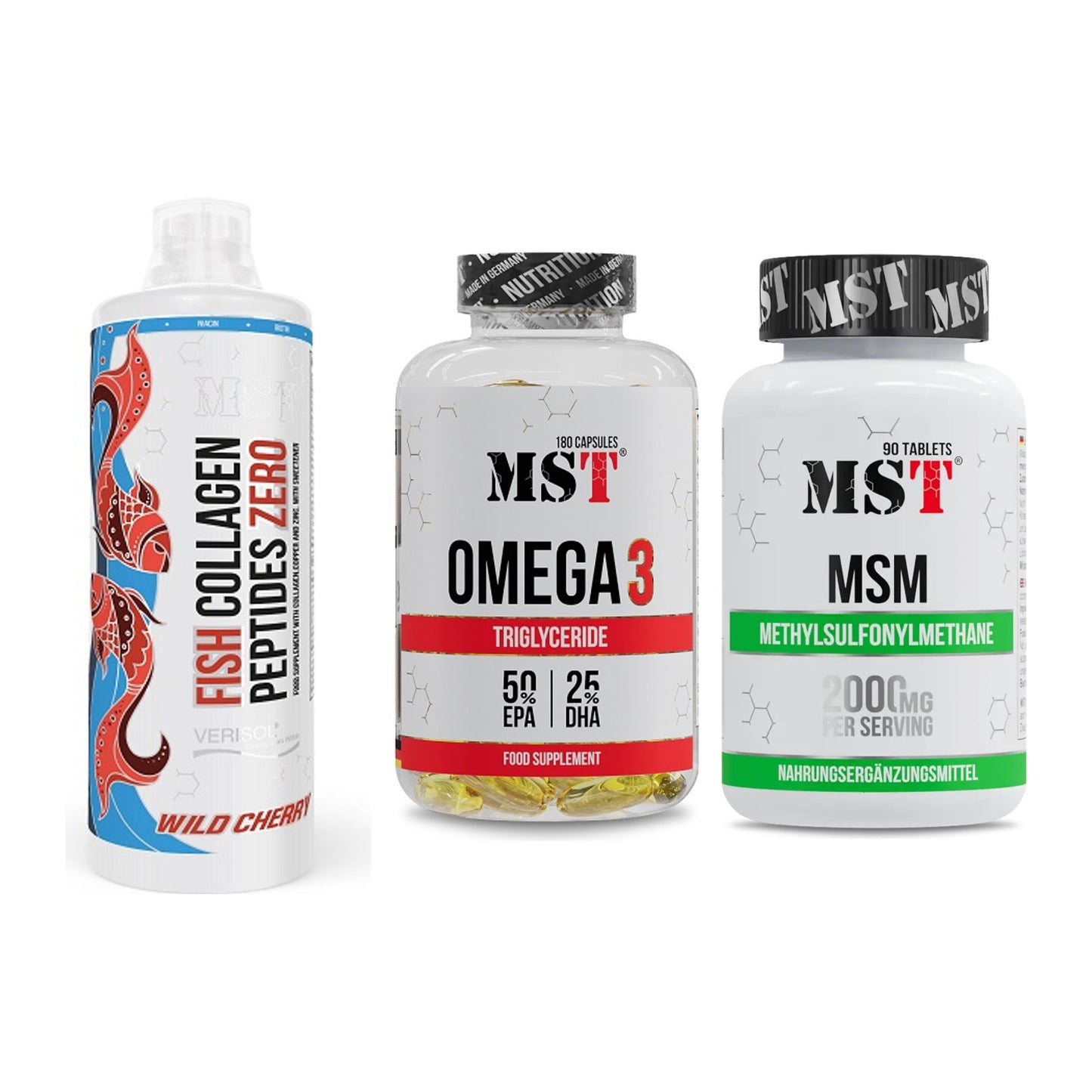 Gelenk-Set: MST Fish Collagen + MST Omega 3 + MST MSM 2000 / – alle enthaltenen Artikel