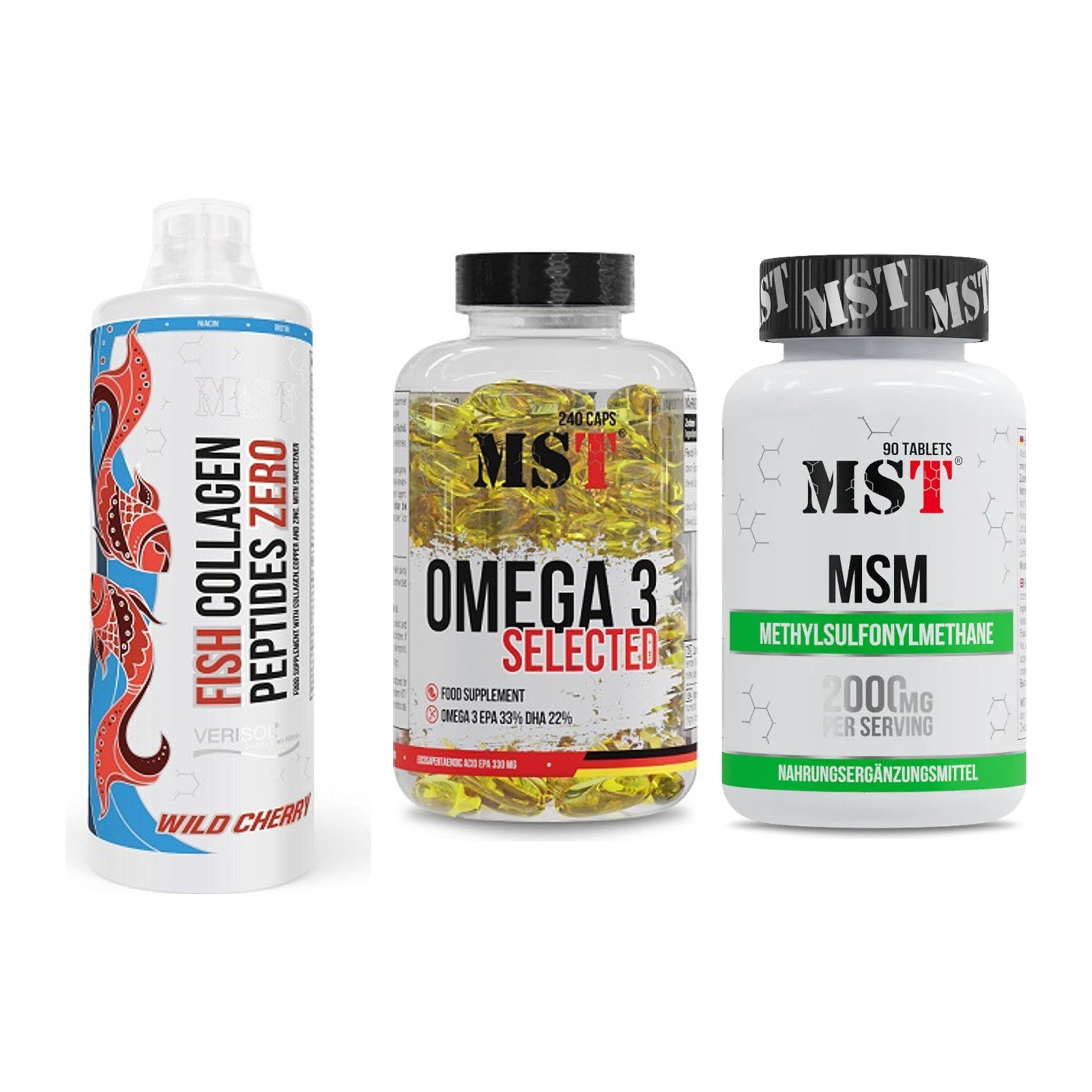 Gelenk-Set: MST Fish Collagen + MST Omega 3 + MST MSM 2000 / – alle enthaltenen Artikel