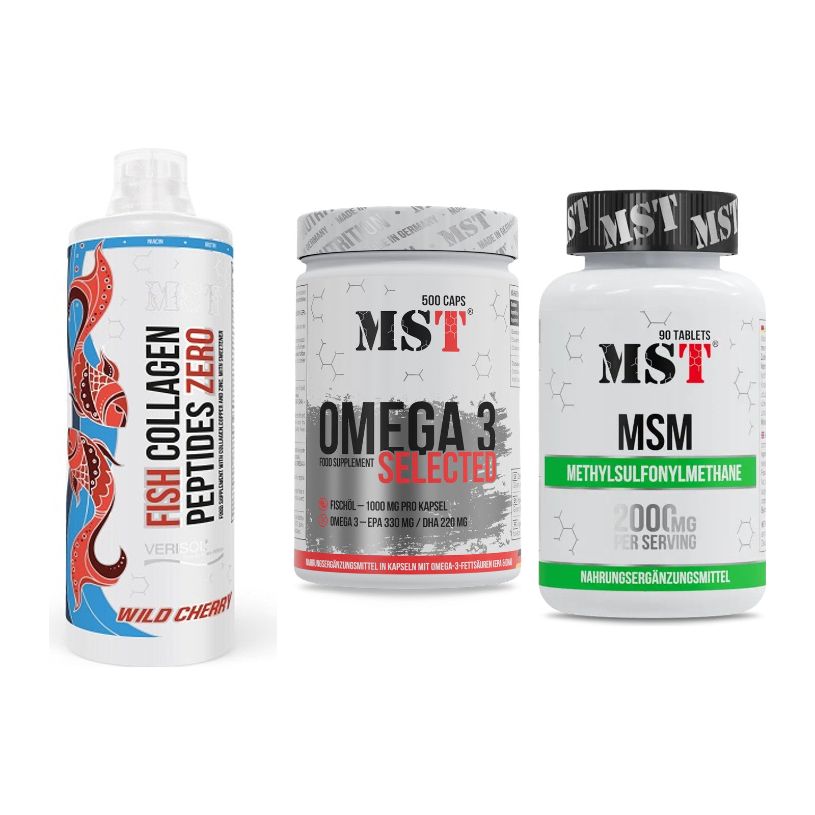 Gelenk-Set: MST Fish Collagen + MST Omega 3 + MST MSM 2000 / – alle enthaltenen Artikel