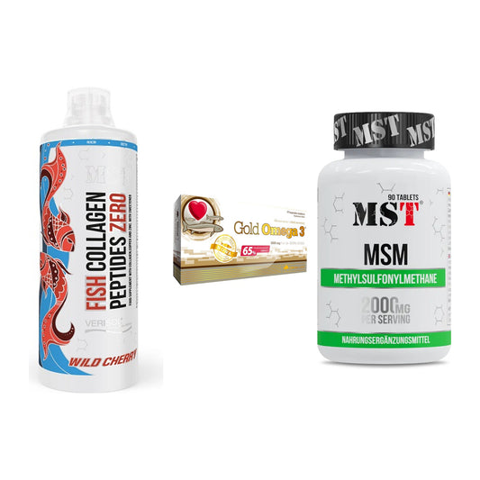 Gelenk-Set: MST Fish Collagen + Olimp Omega 3 + MST MSM 2000 / – alle enthaltenen Artikel
