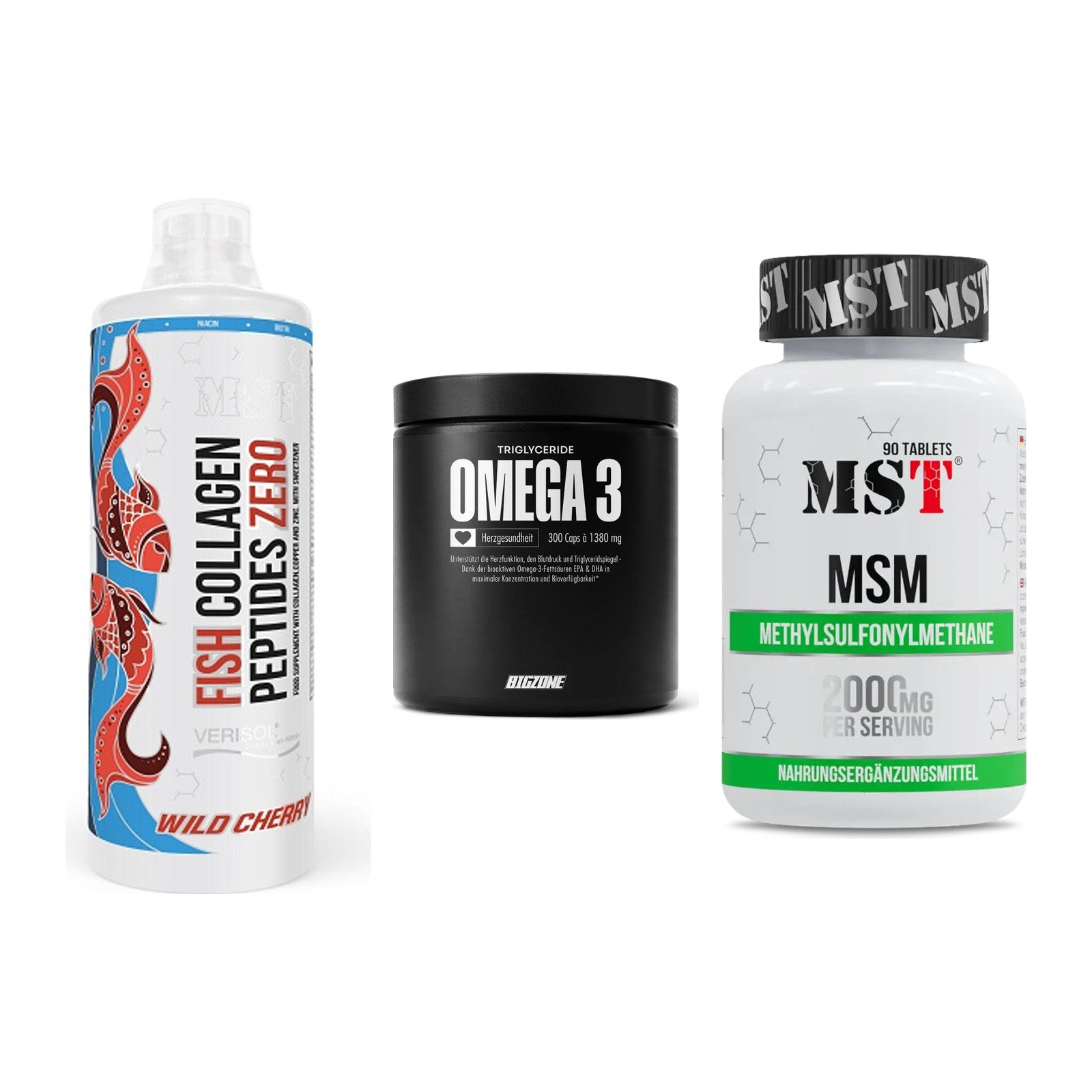 Gelenk-Set: MST Fish Collagen + Big Zone Omega 3 + MST MSM 2000 / – alle enthaltenen Artikel
