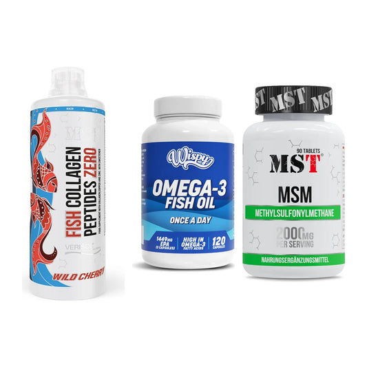 Gelenk-Set: MST Fish Collagen + Wispy Omega 3 + MST MSM 2000 / – alle enthaltenen Artikel
