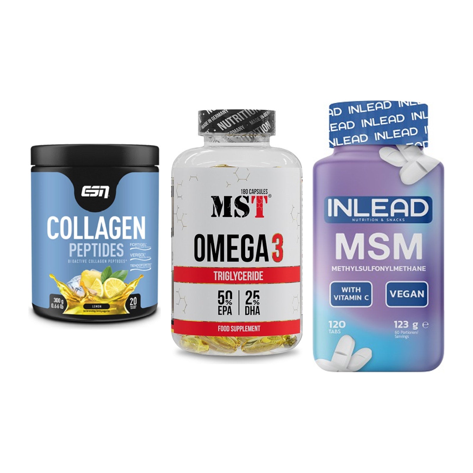 Gelenk-Set: ESN Collagen + MST Omega 3 + INLEAD MSM – alle enthaltenen Artikel