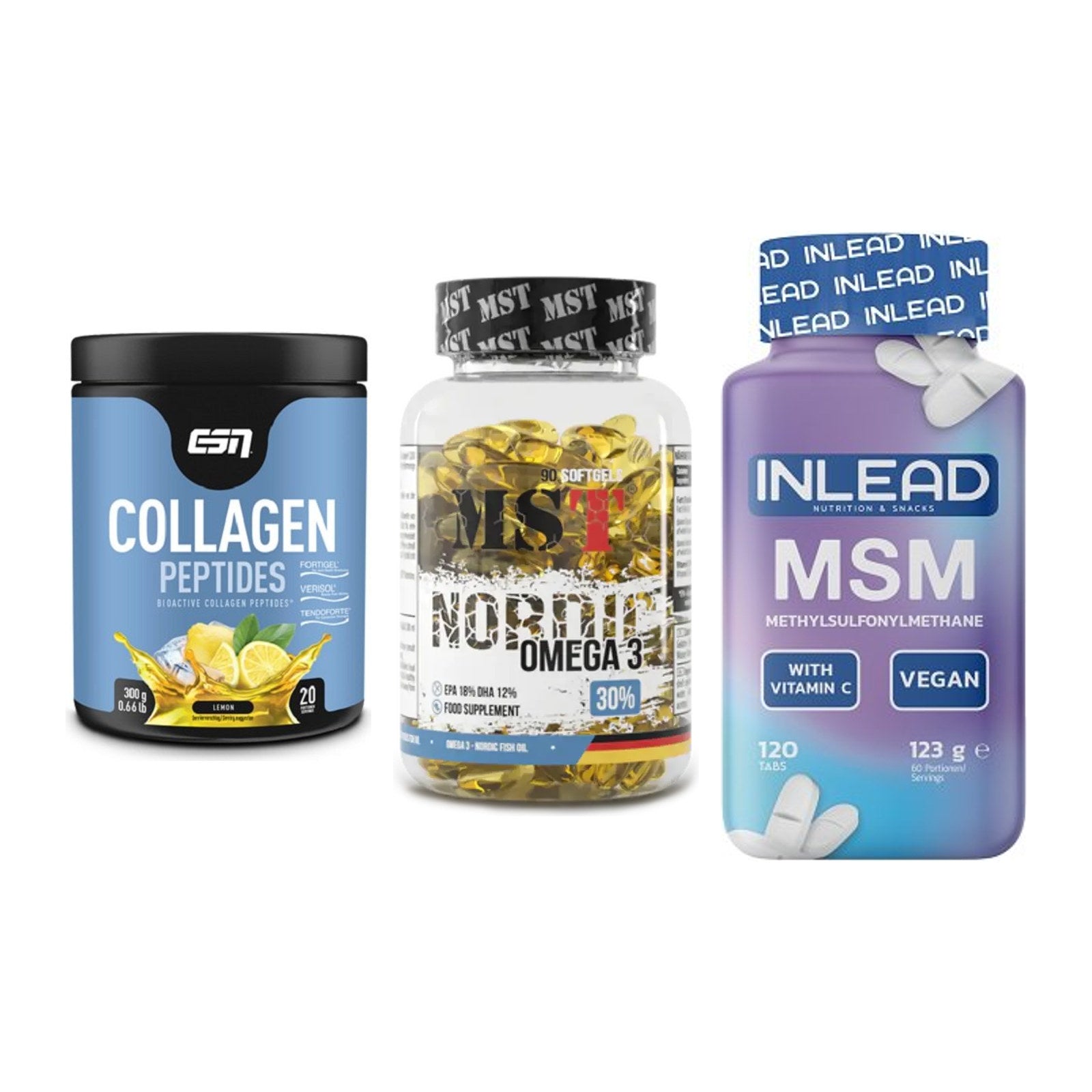 Gelenk-Set: ESN Collagen + MST Omega 3 + INLEAD MSM – alle enthaltenen Artikel