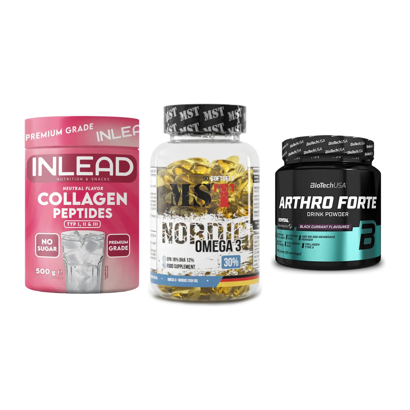 Gelenk-Set: INLEAD Collagen + MST Omega 3 + BioTech Arthro – alle enthaltenen Artikel