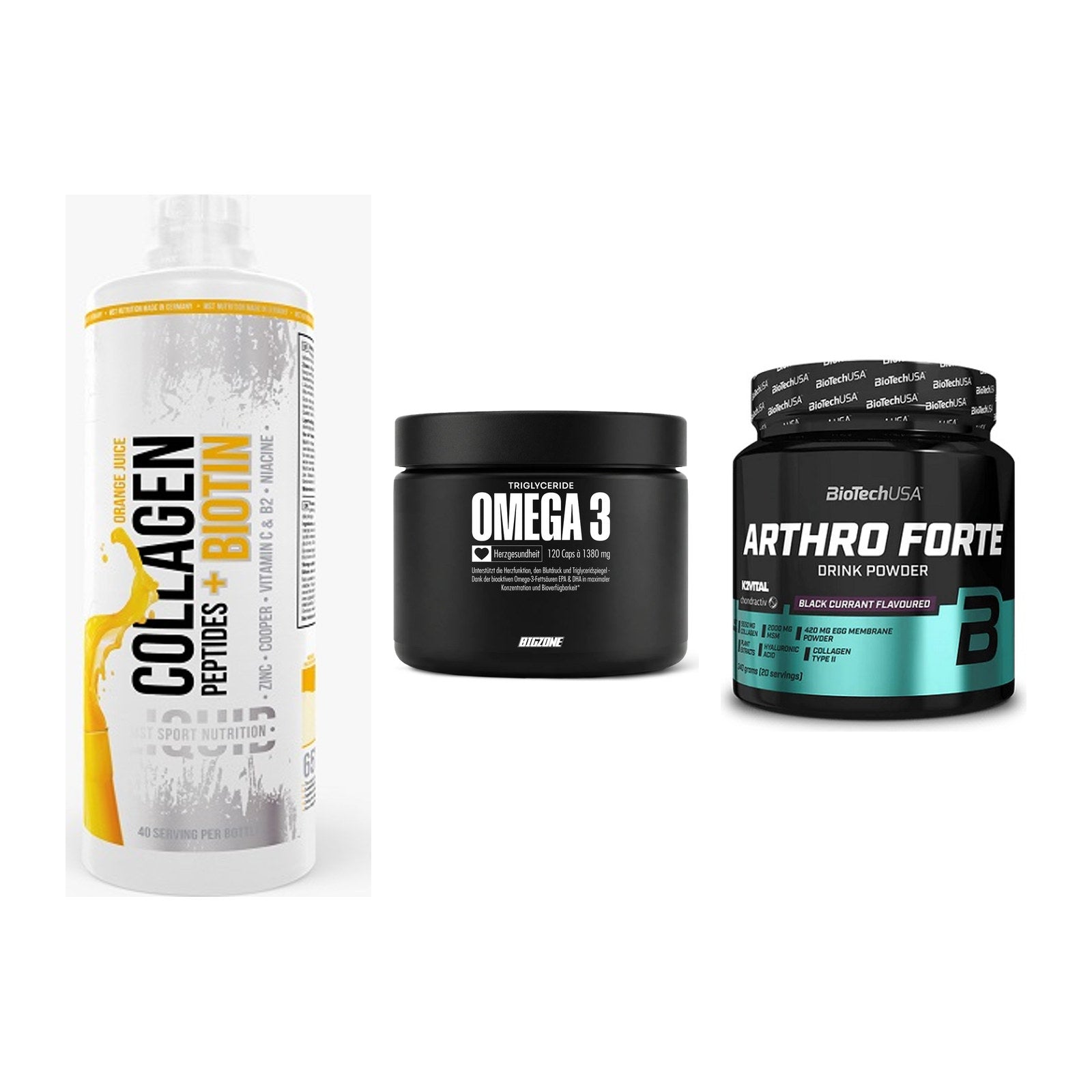 Gelenk-Set: MST Collagen + Big Zone Omega 3 + BioTech Arthro – alle enthaltenen Artikel