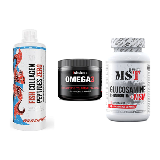 Gelenk-Set: MST Fish Collagen + Sinob Omega 3 180 + MST Glucosamine – alle enthaltenen Artikel