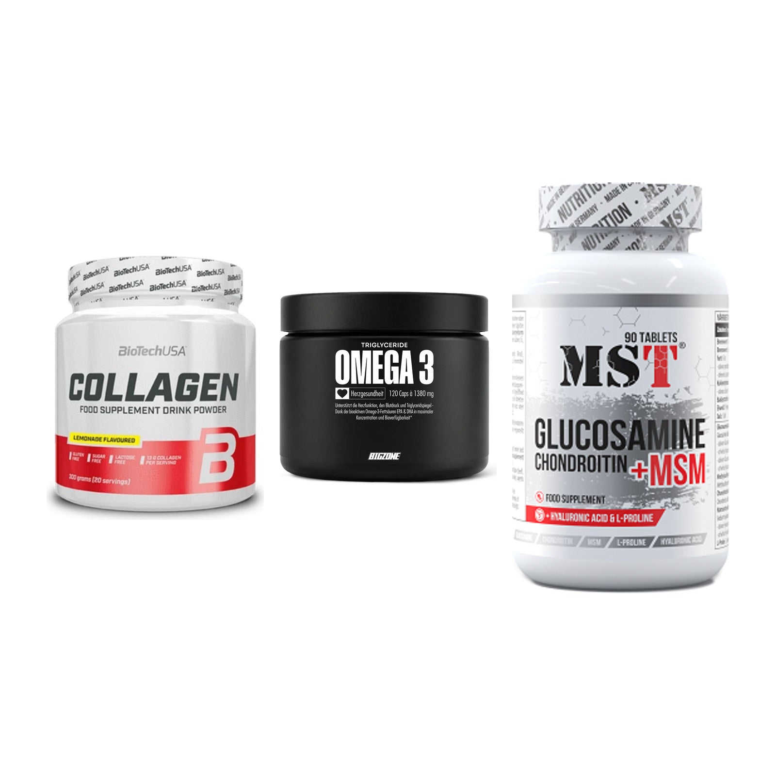 Gelenk-Set: BioTech Collagen + Big Zone Omega 3 + MST Glucosamine – alle enthaltenen Artikel
