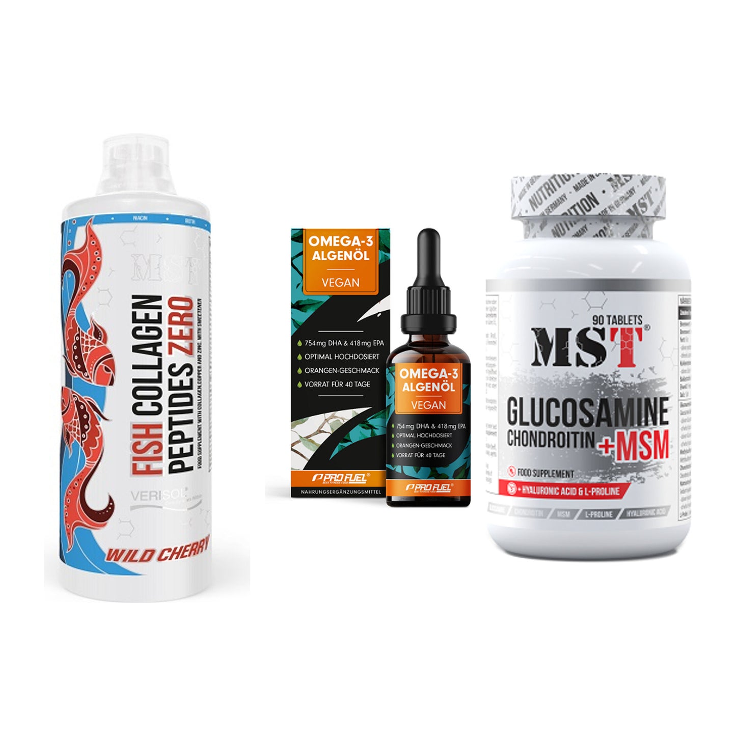 Gelenk-Set: MST Fish Collagen + ProFuel Omega 3 + MST Glucosamine – alle enthaltenen Artikel