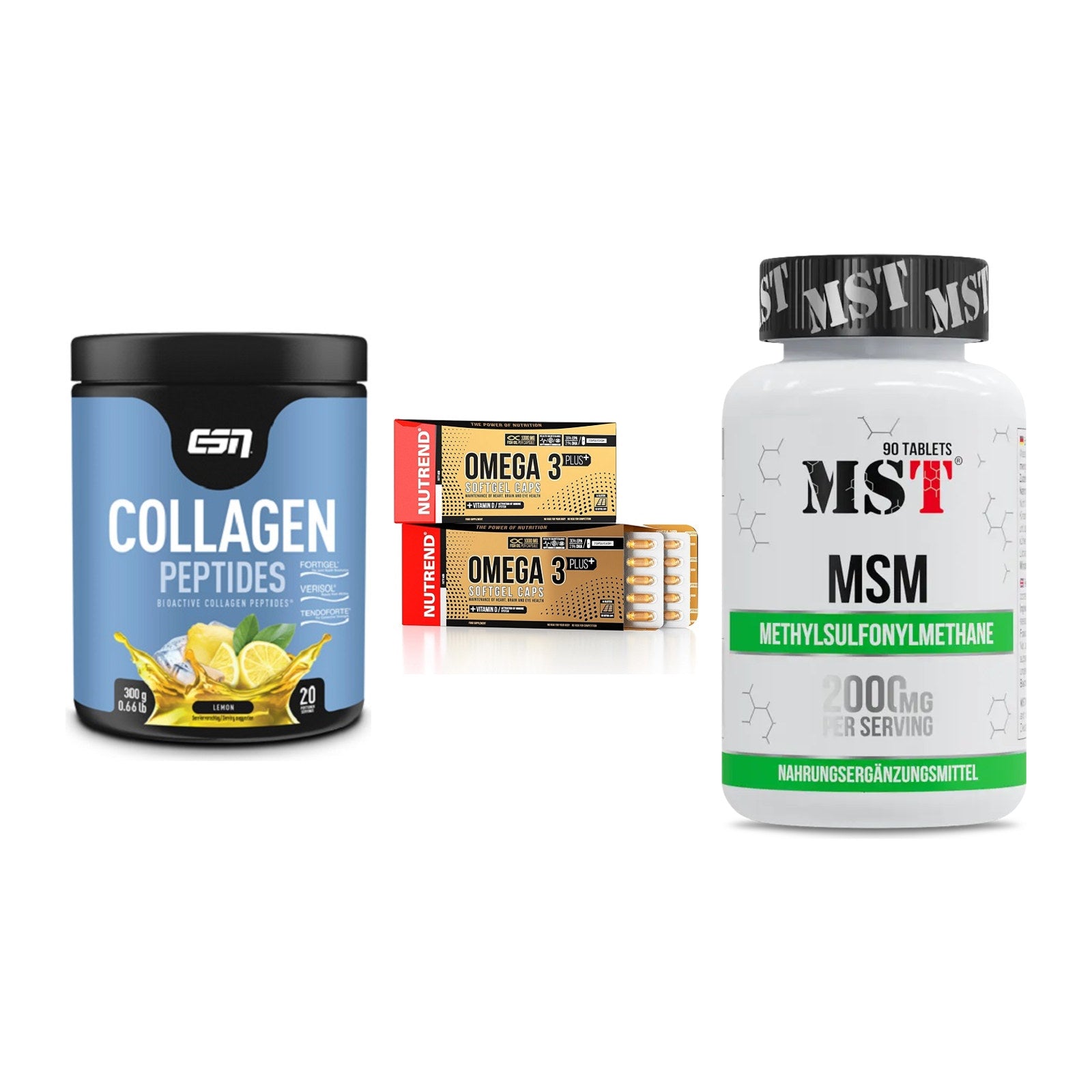 Gelenk-Set: ESN Collagen + Nutrend Omega 3 + MST MSM 2000 / – alle enthaltenen Artikel