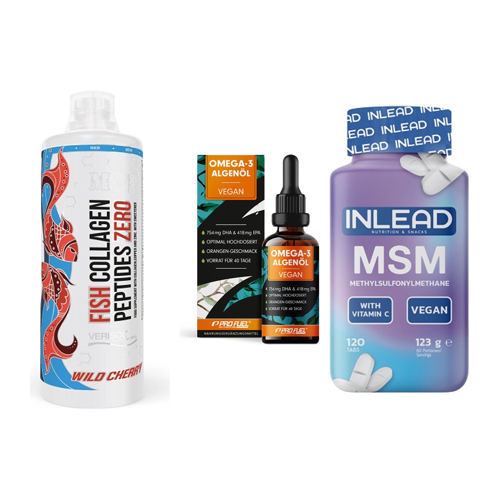 Gelenk-Set: MST Fish Collagen + ProFuel Omega 3 + INLEAD MSM – alle enthaltenen Artikel
