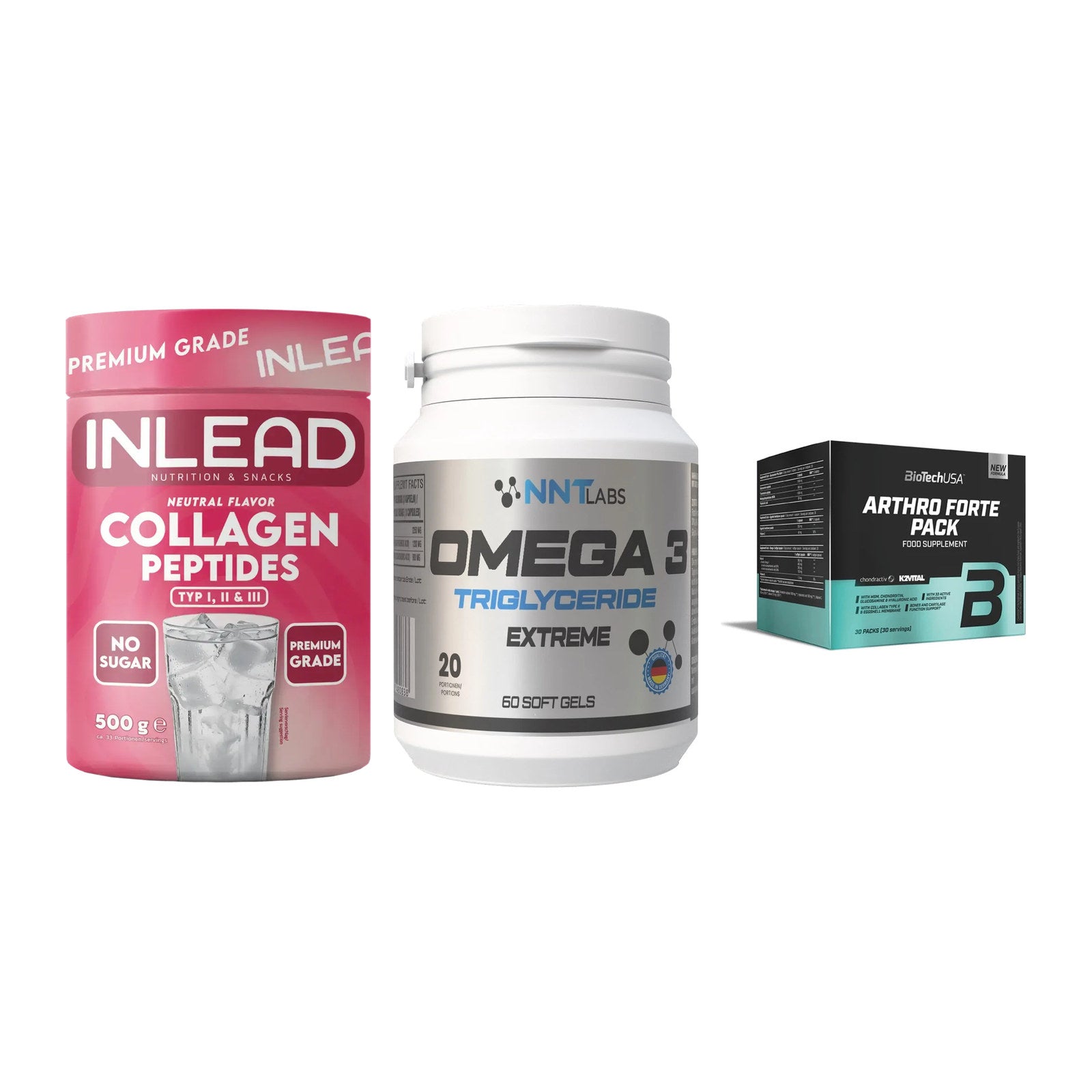 Gelenk-Set: INLEAD Collagen + NNT Omega 3 + BioTech Arthro – alle enthaltenen Artikel