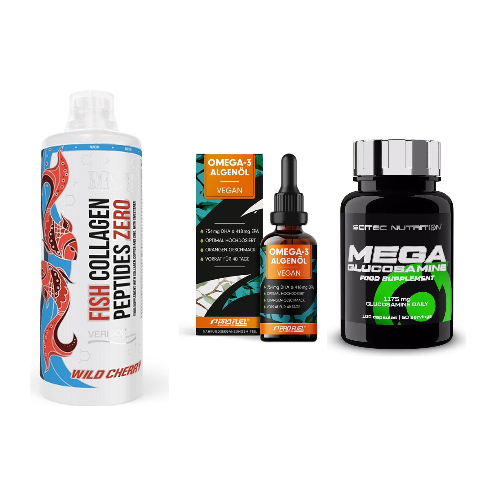 Gelenk-Set: MST Fish Collagen + ProFuel Omega 3 + Scitec Mega – alle enthaltenen Artikel