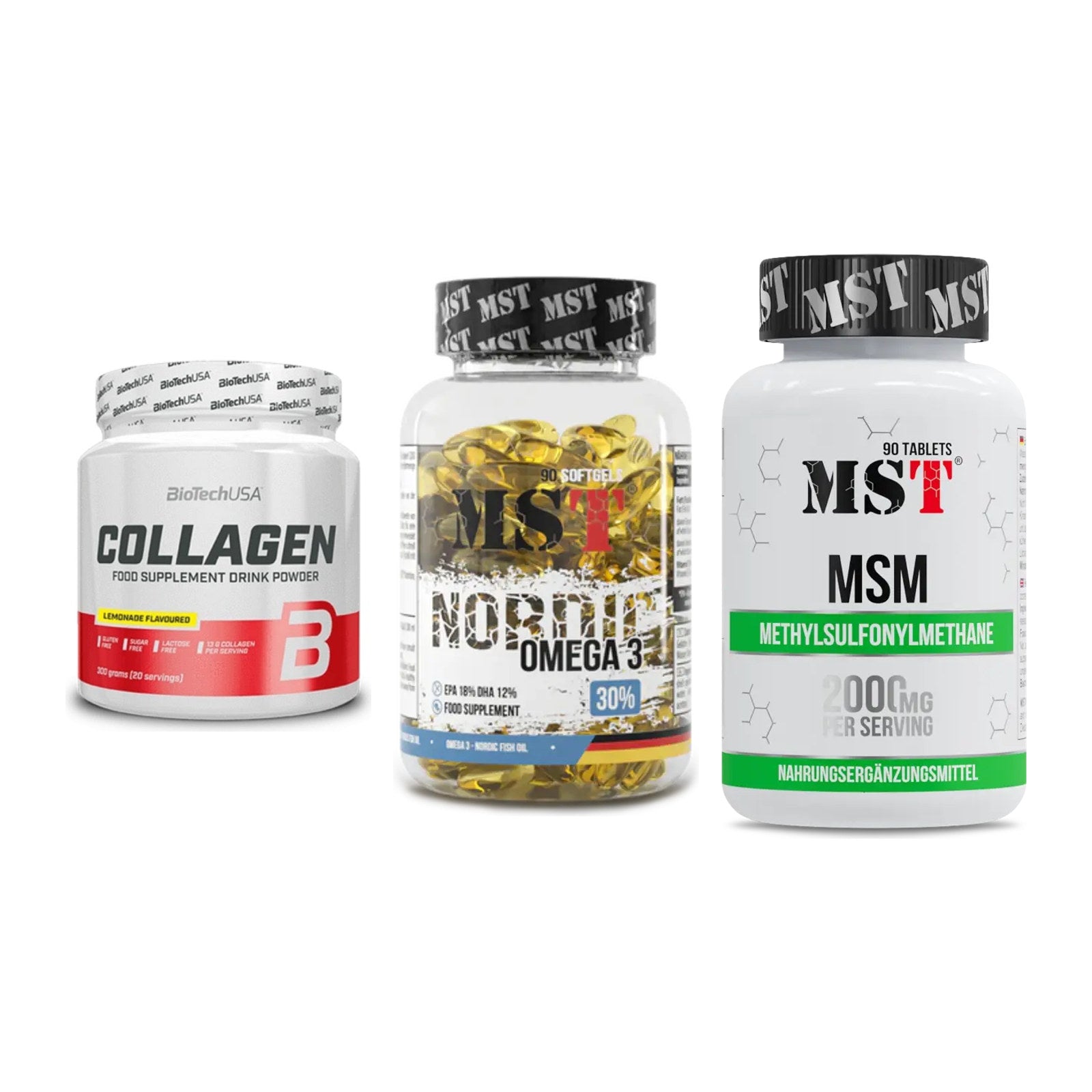 Gelenk-Set: BioTech Collagen + MST Omega 3 + MST MSM 2000 / – alle enthaltenen Artikel