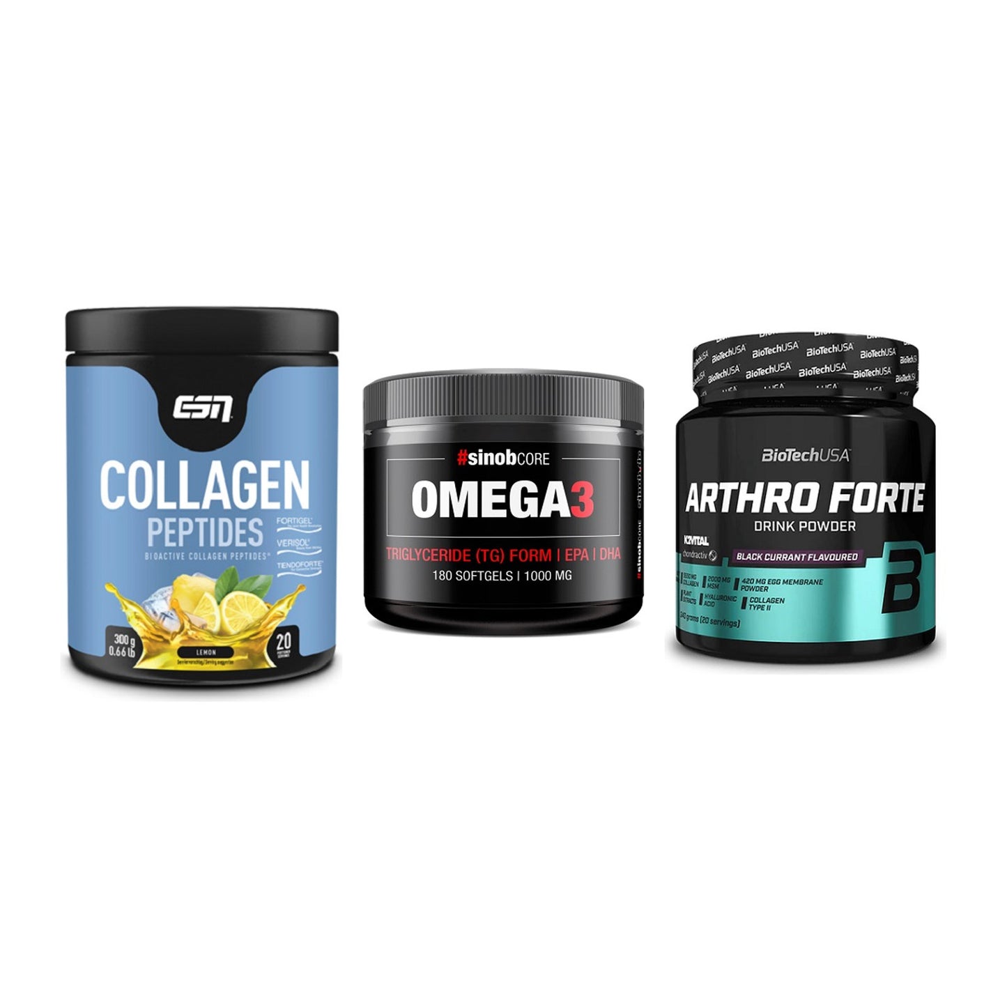 Gelenk-Set: ESN Collagen + Sinob Omega 3 180 + BioTech Arthro – alle enthaltenen Artikel